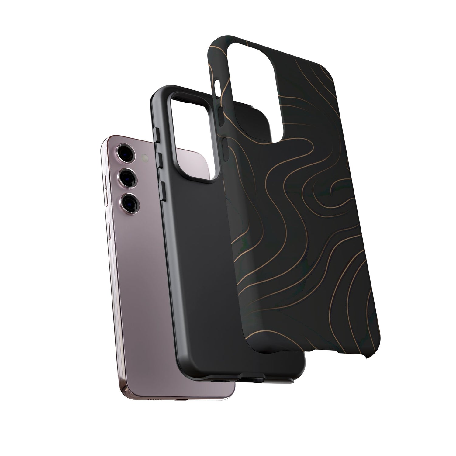 Noir Topograph - Black Minimalist Line Art Phone Case