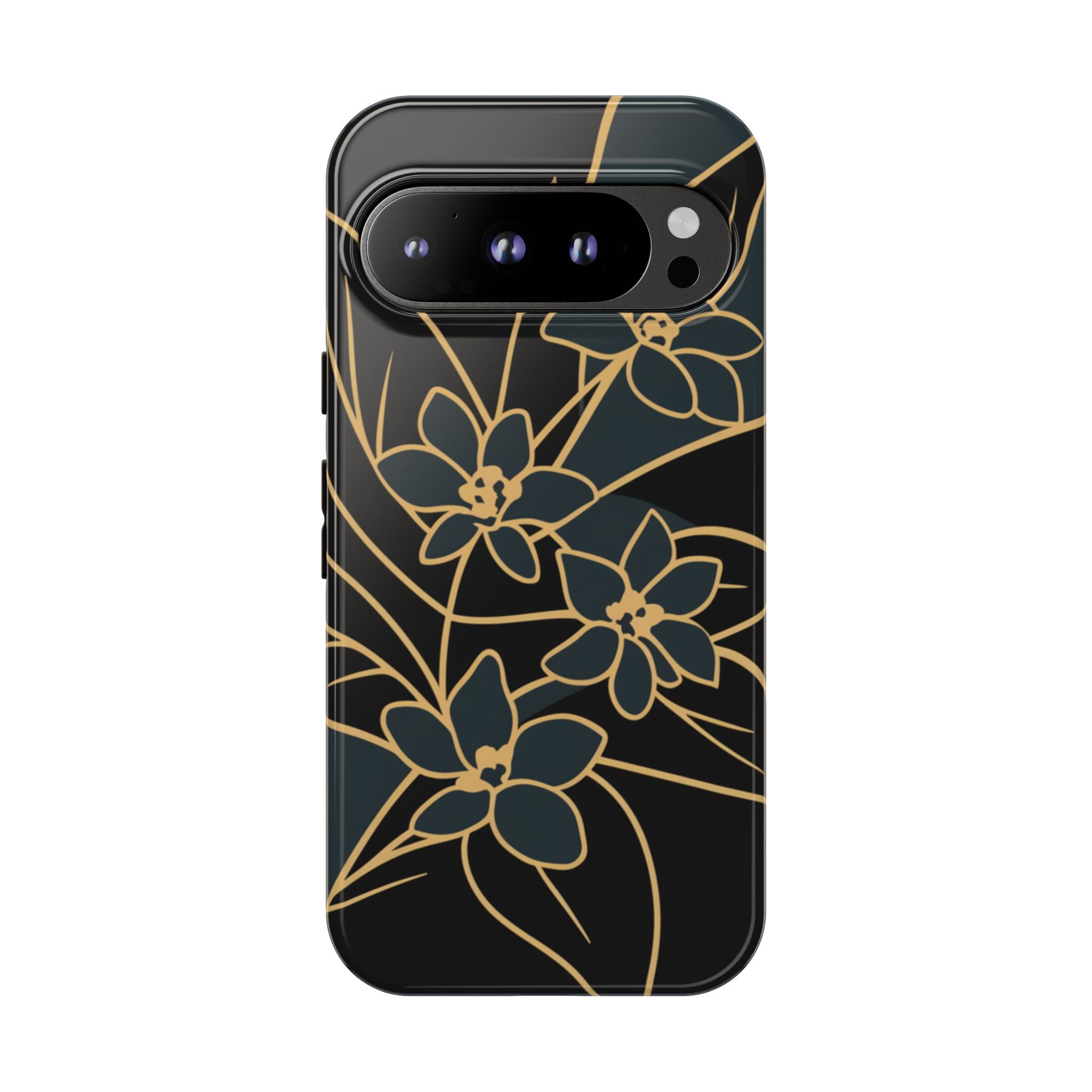 Golden Bloom - Elegant Floral Line Art Phone Case Google Pixel 9 Pro Glossy