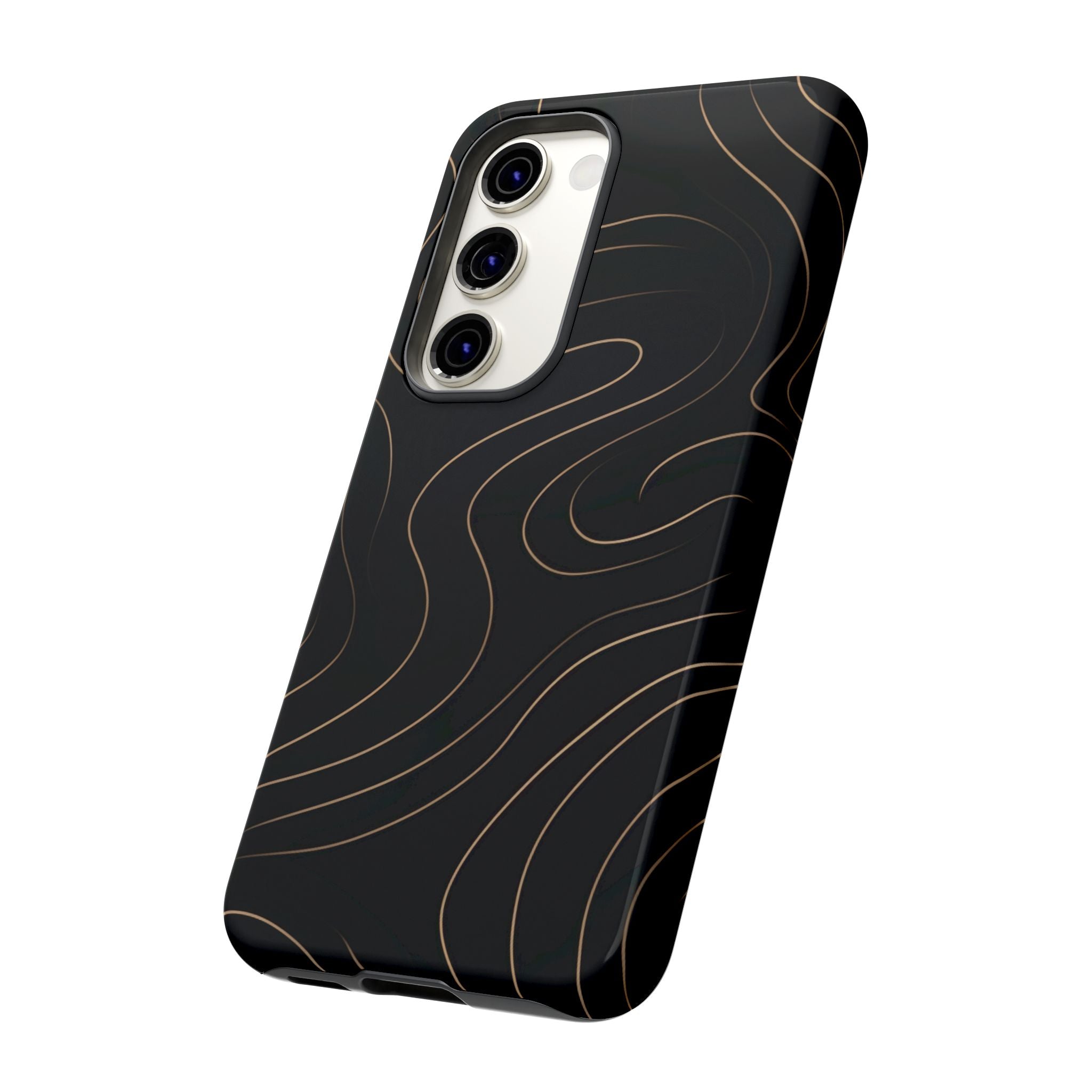 Noir Topograph - Black Minimalist Line Art Phone Case