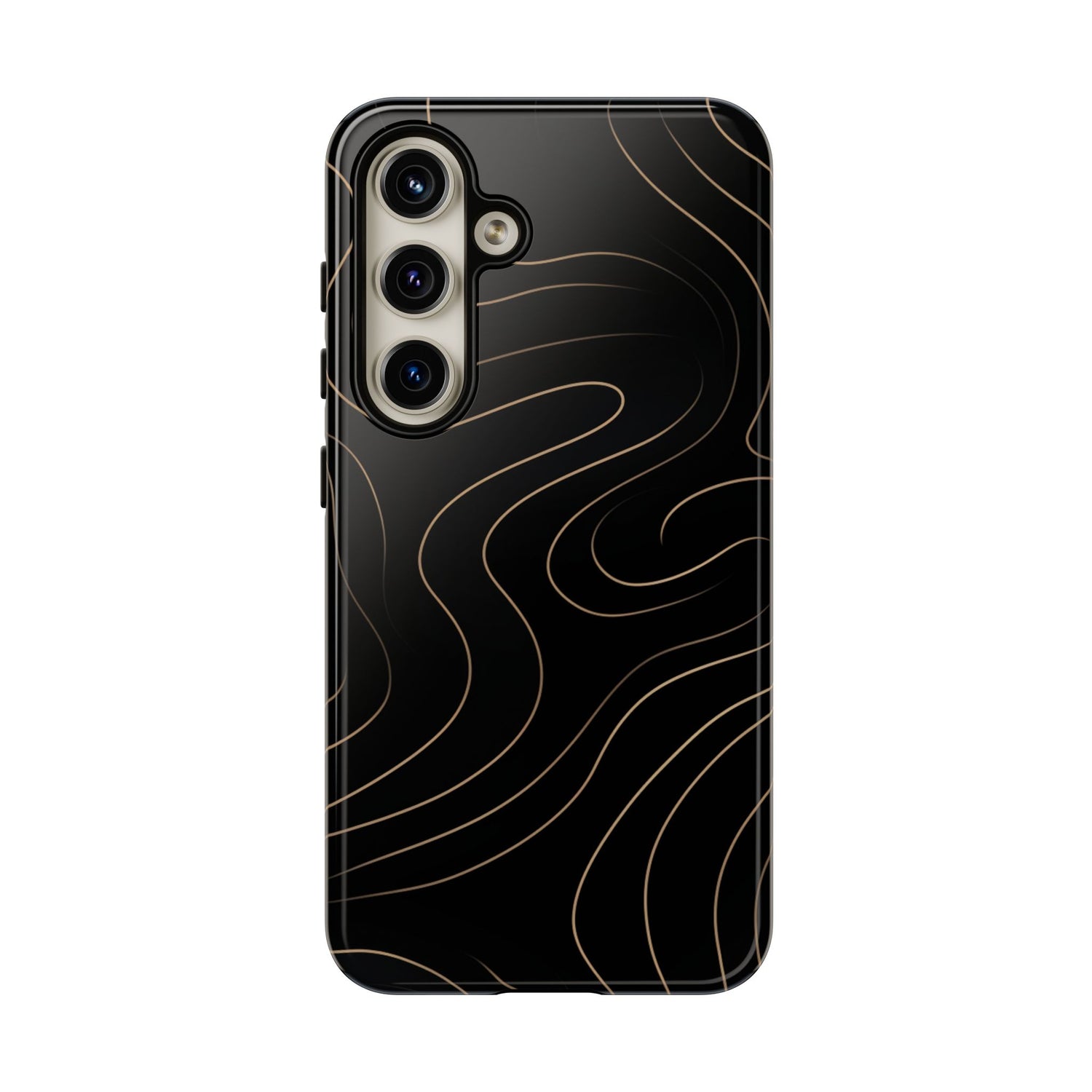 Noir Topograph - Black Minimalist Line Art Phone Case Samsung Galaxy S24 Glossy