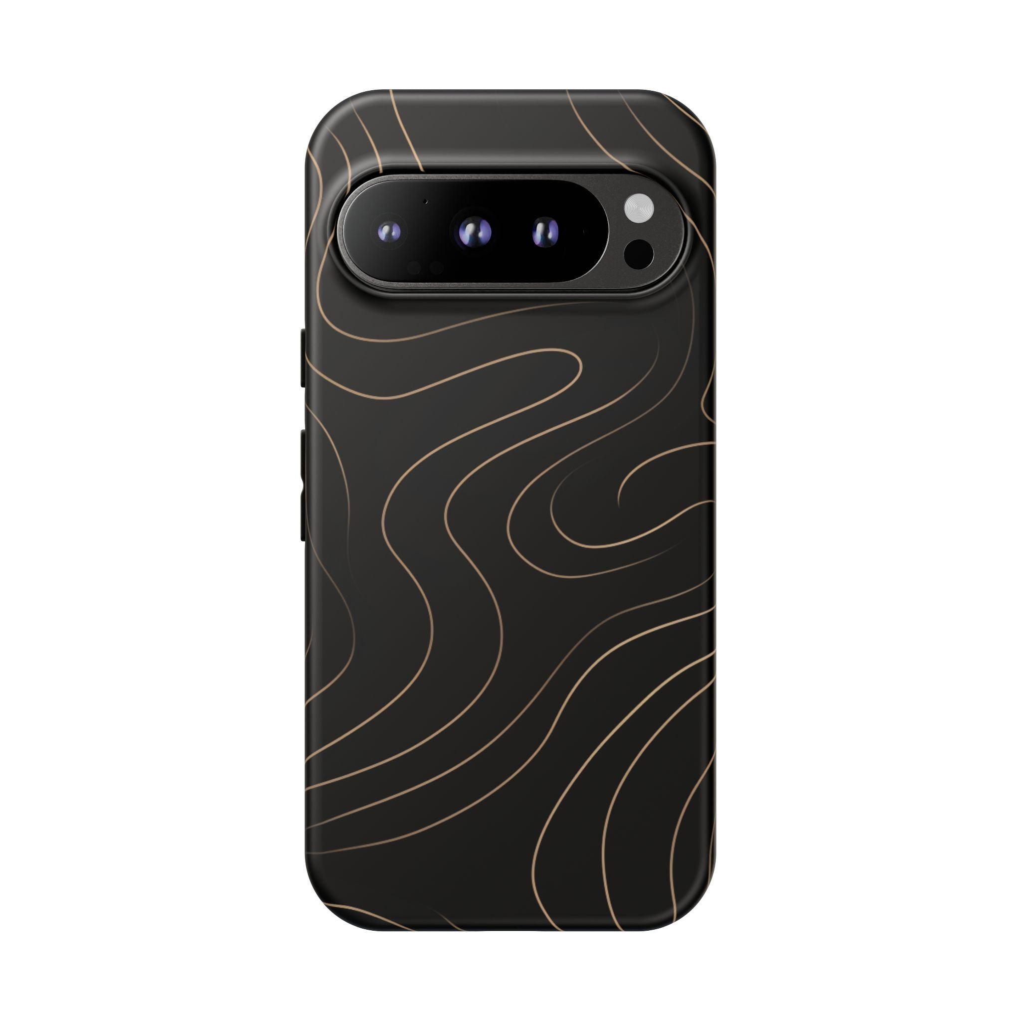 Noir Topograph - Black Minimalist Line Art Phone Case Google Pixel 9 Pro Matte