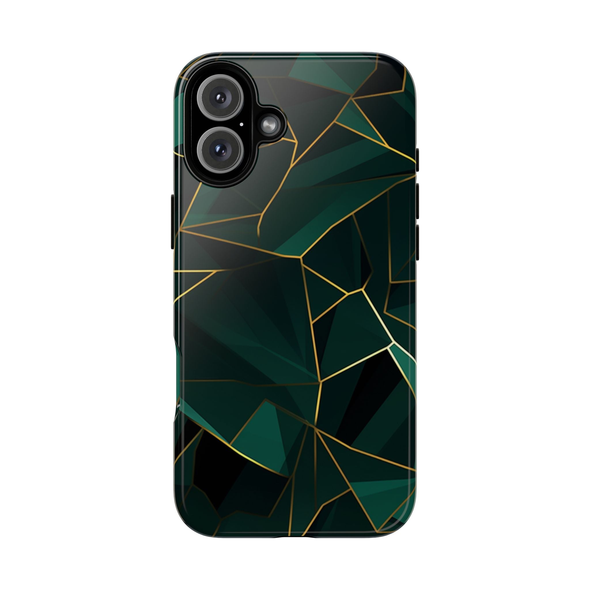 Emerald Veil - Geometric Luxe Phone Case iPhone 16 Plus Glossy