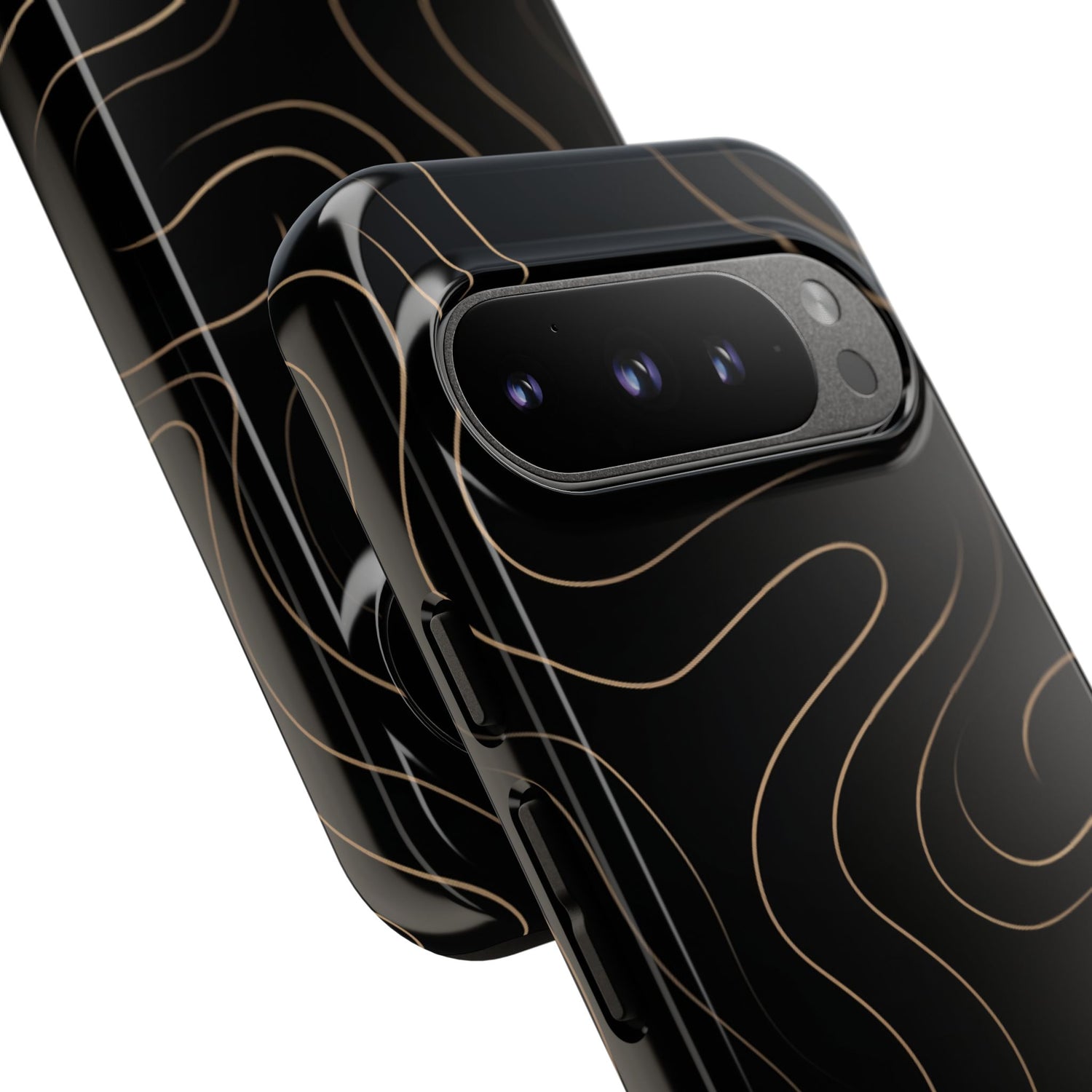 Noir Topograph - Black Minimalist Line Art Phone Case