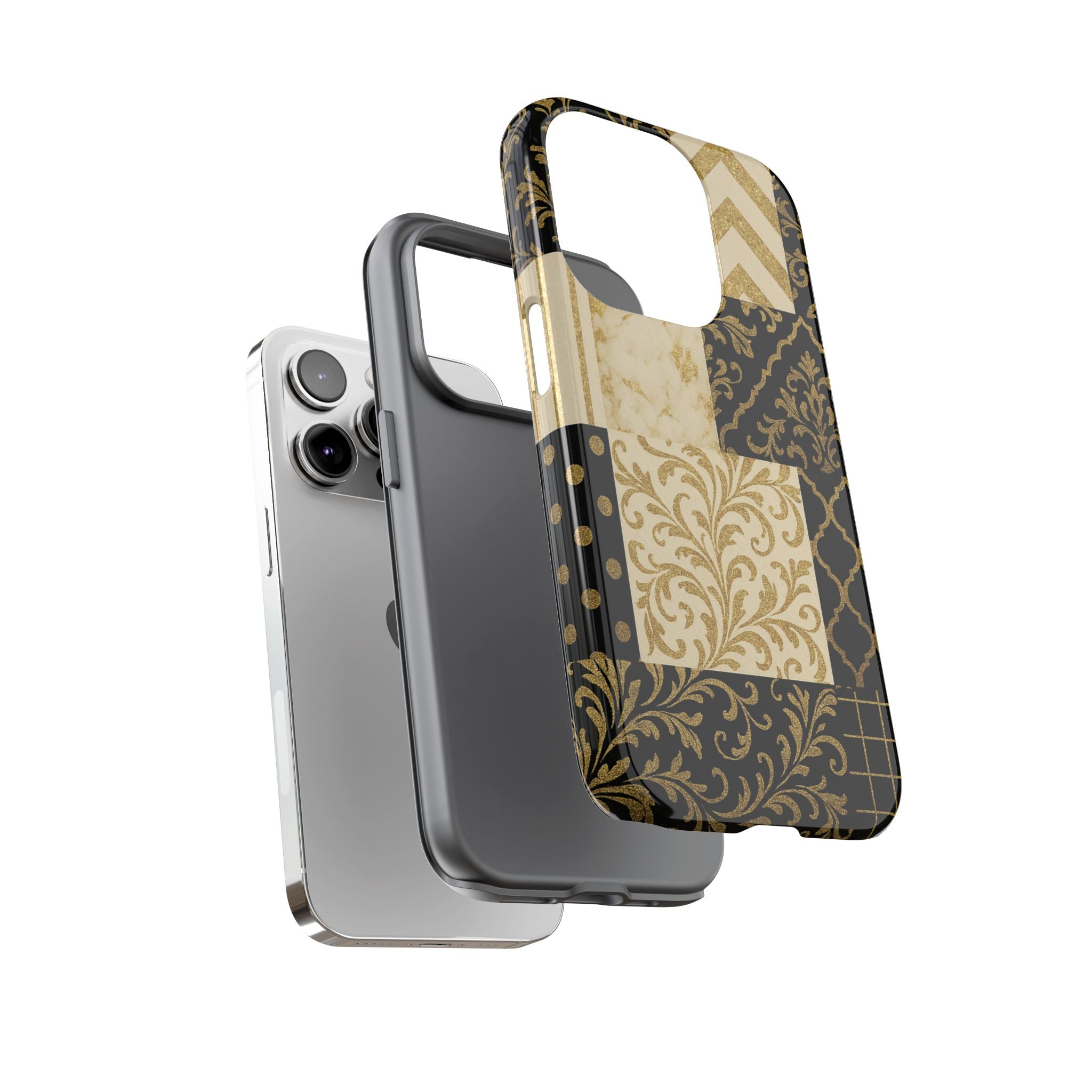 Phone Case, Luxury Black and Gold Festive Design for Christmas Gift, Holiday Decor, Tough Cases, Winter Celebration, Elegant iPhone Cover