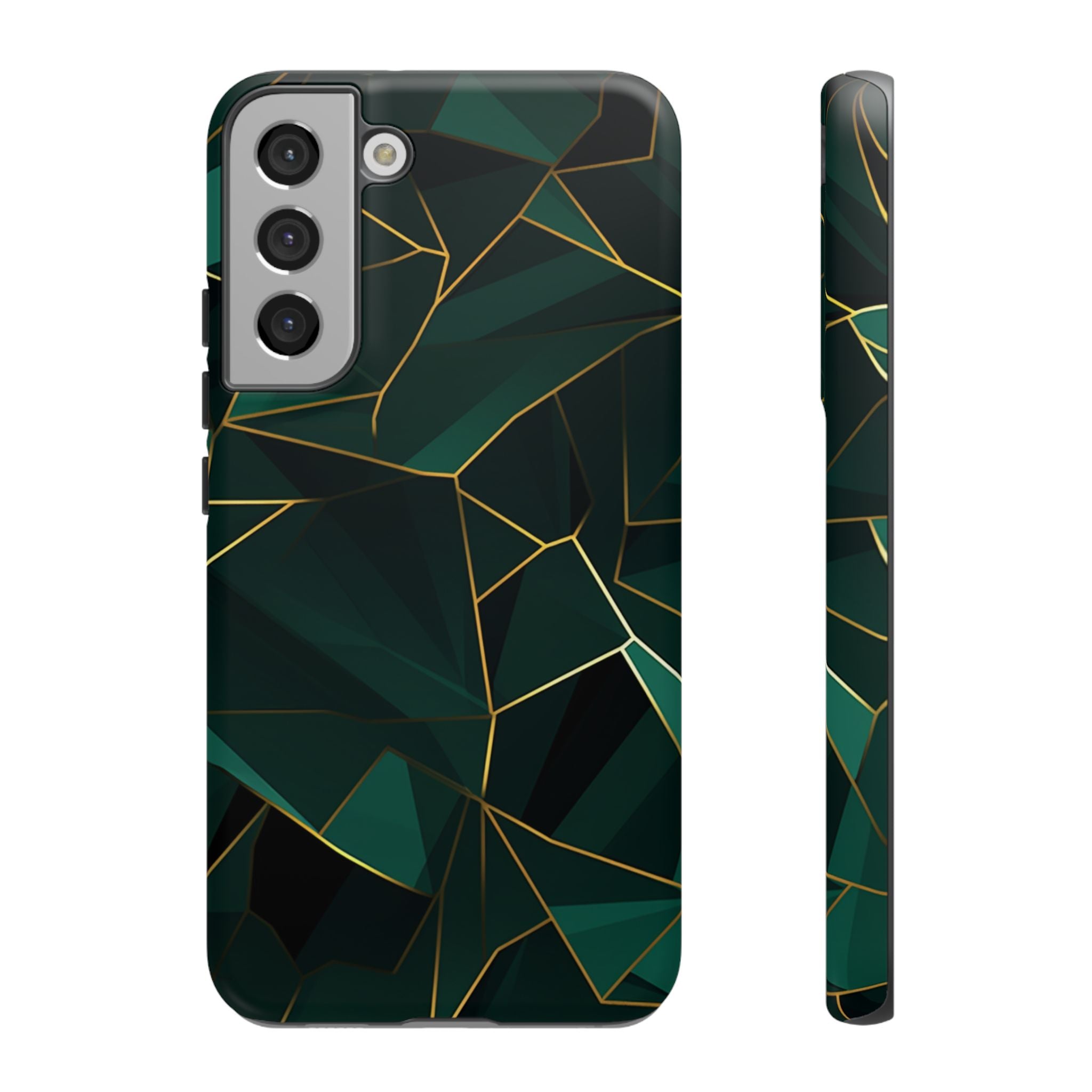 Emerald Veil - Geometric Luxe Phone Case Samsung Galaxy S22 Plus Matte