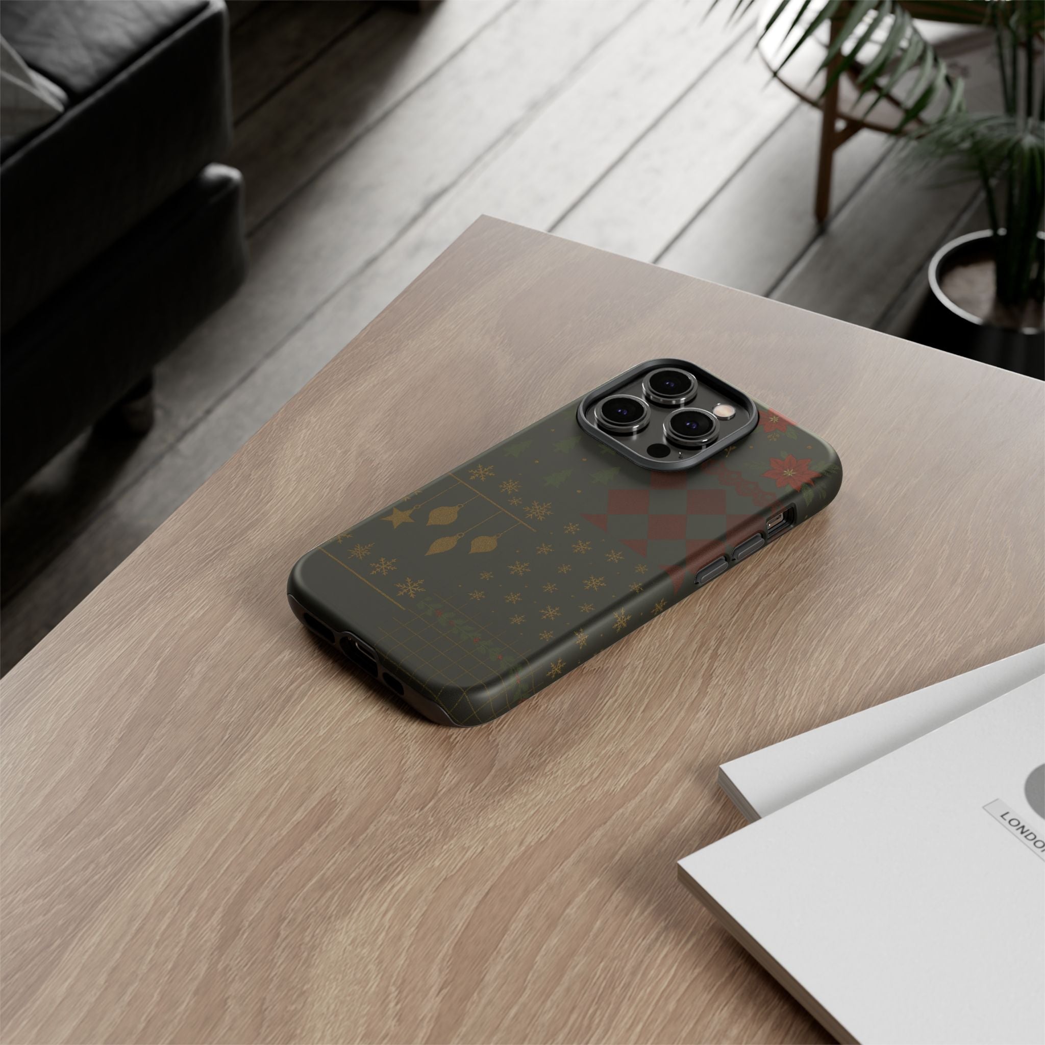 Black Luxury Phone Case for Christmas Festive Season - Tough design