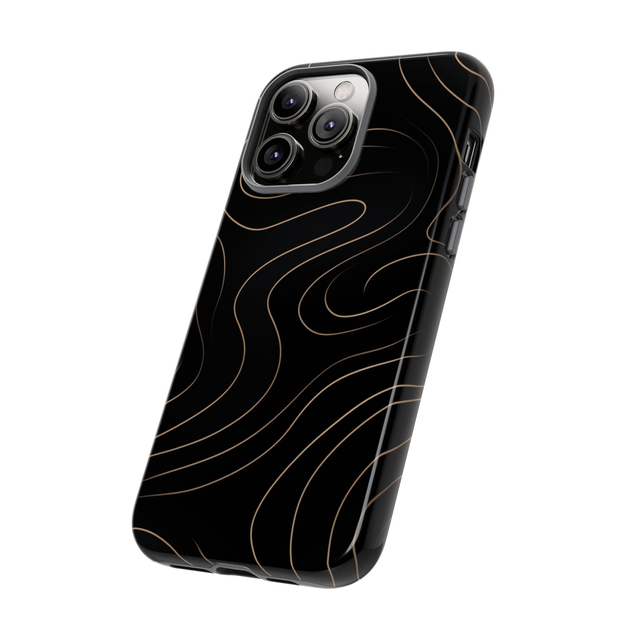 Noir Topograph - Black Minimalist Line Art Phone Case