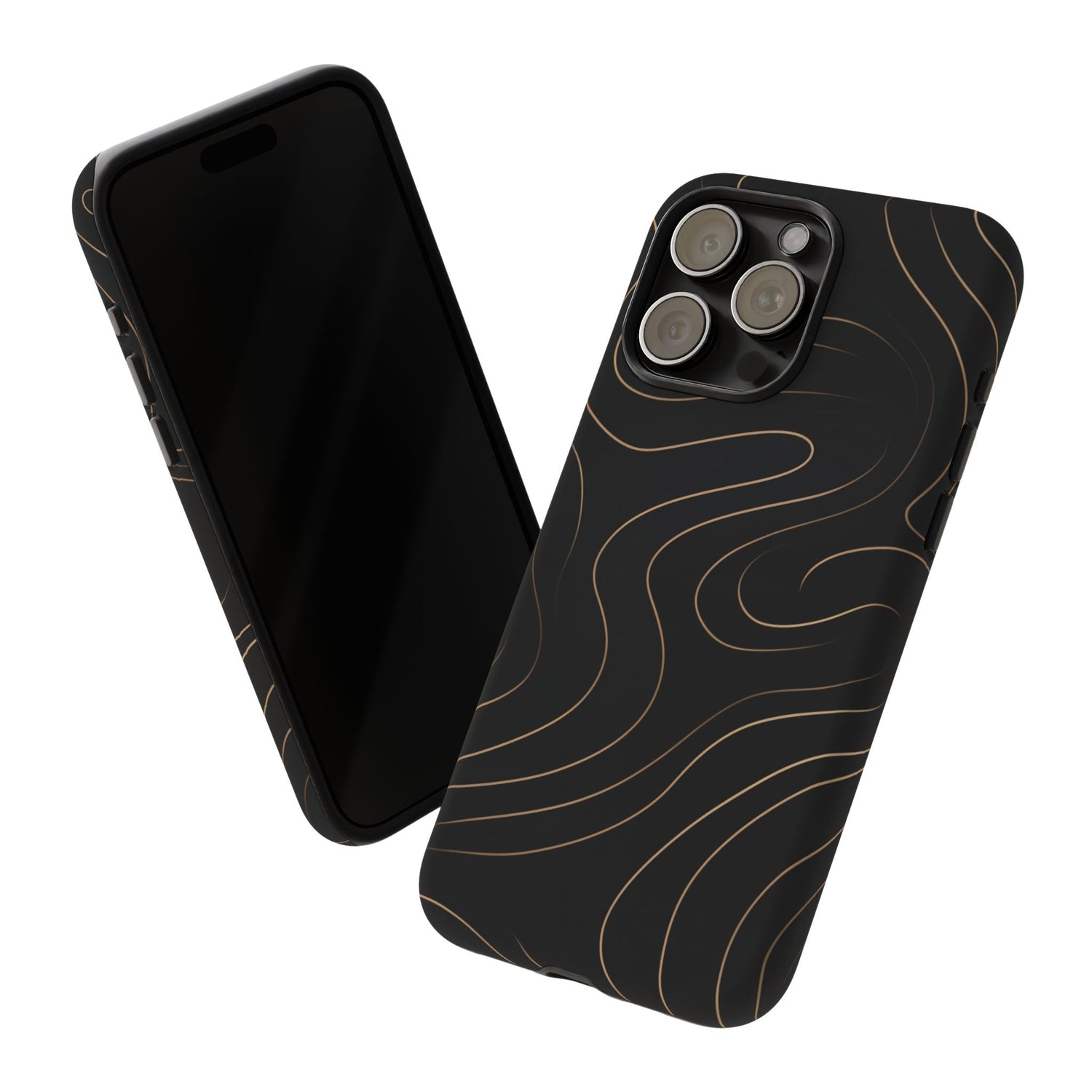 Noir Topograph - Black Minimalist Line Art Phone Case