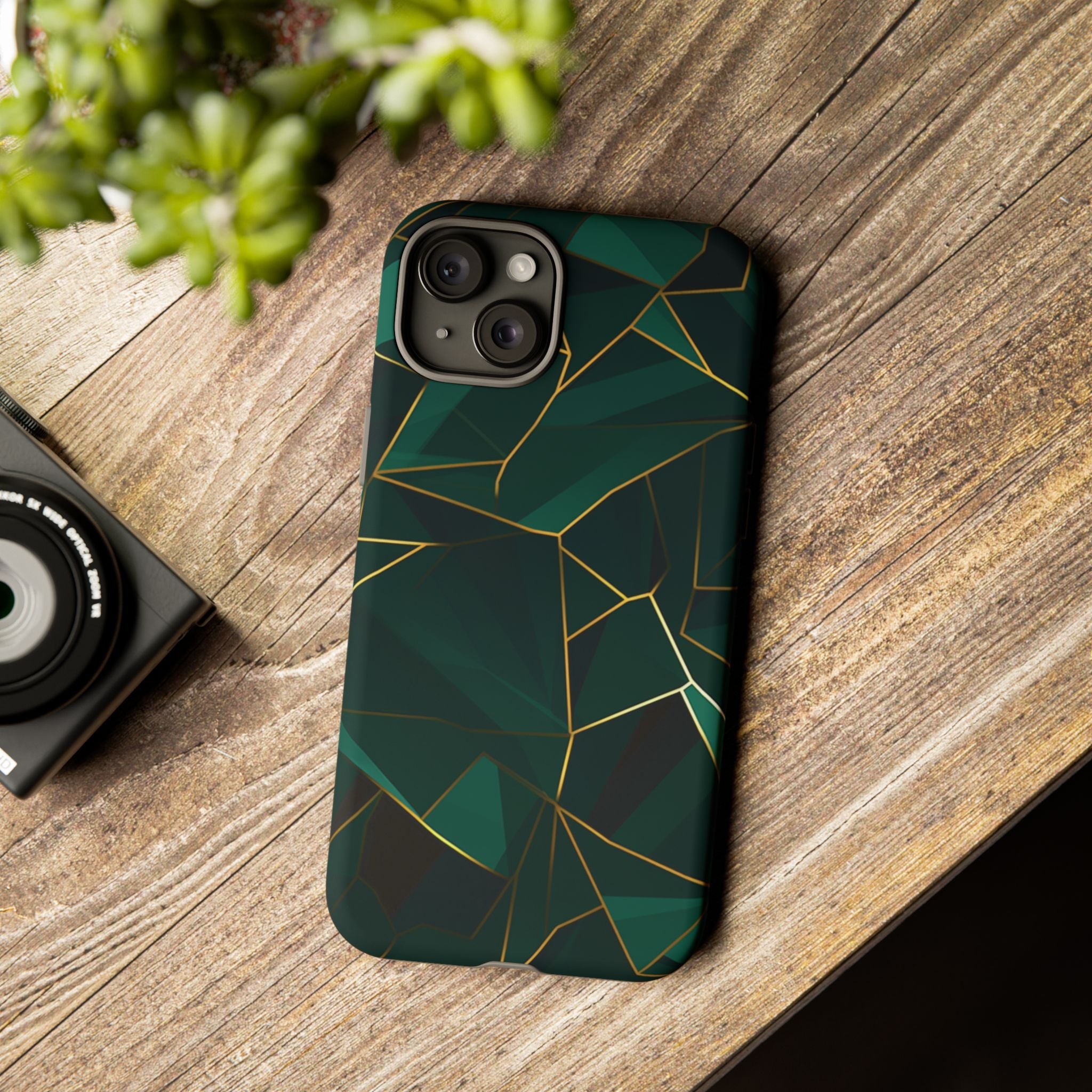 Emerald Veil - Geometric Luxe Phone Case