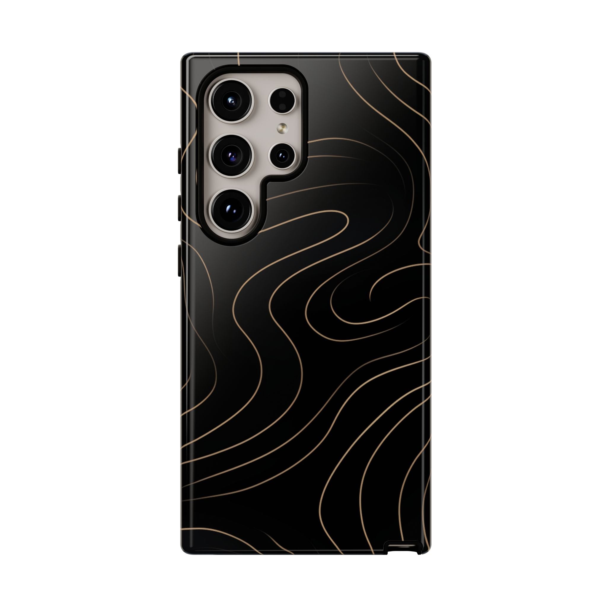 Noir Topograph - Black Minimalist Line Art Phone Case Samsung Galaxy S24 Ultra Glossy