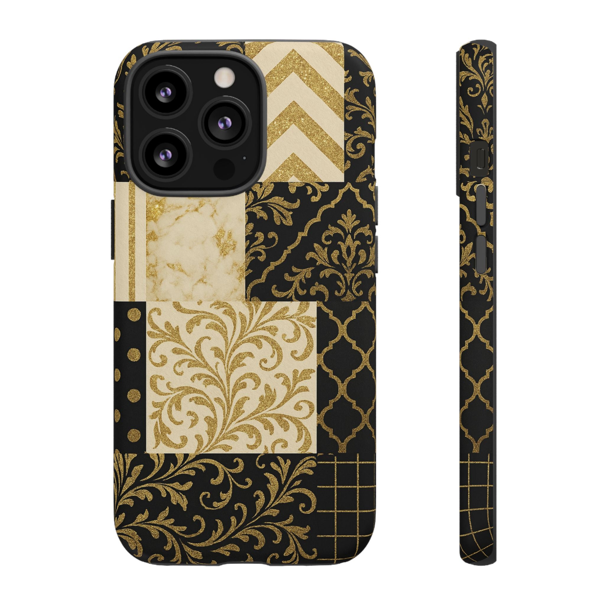 Phone Case, Luxury Black and Gold Festive Design for Christmas Gift, Holiday Decor, Tough Cases, Winter Celebration, Elegant iPhone Cover iPhone 13 Pro Matte
