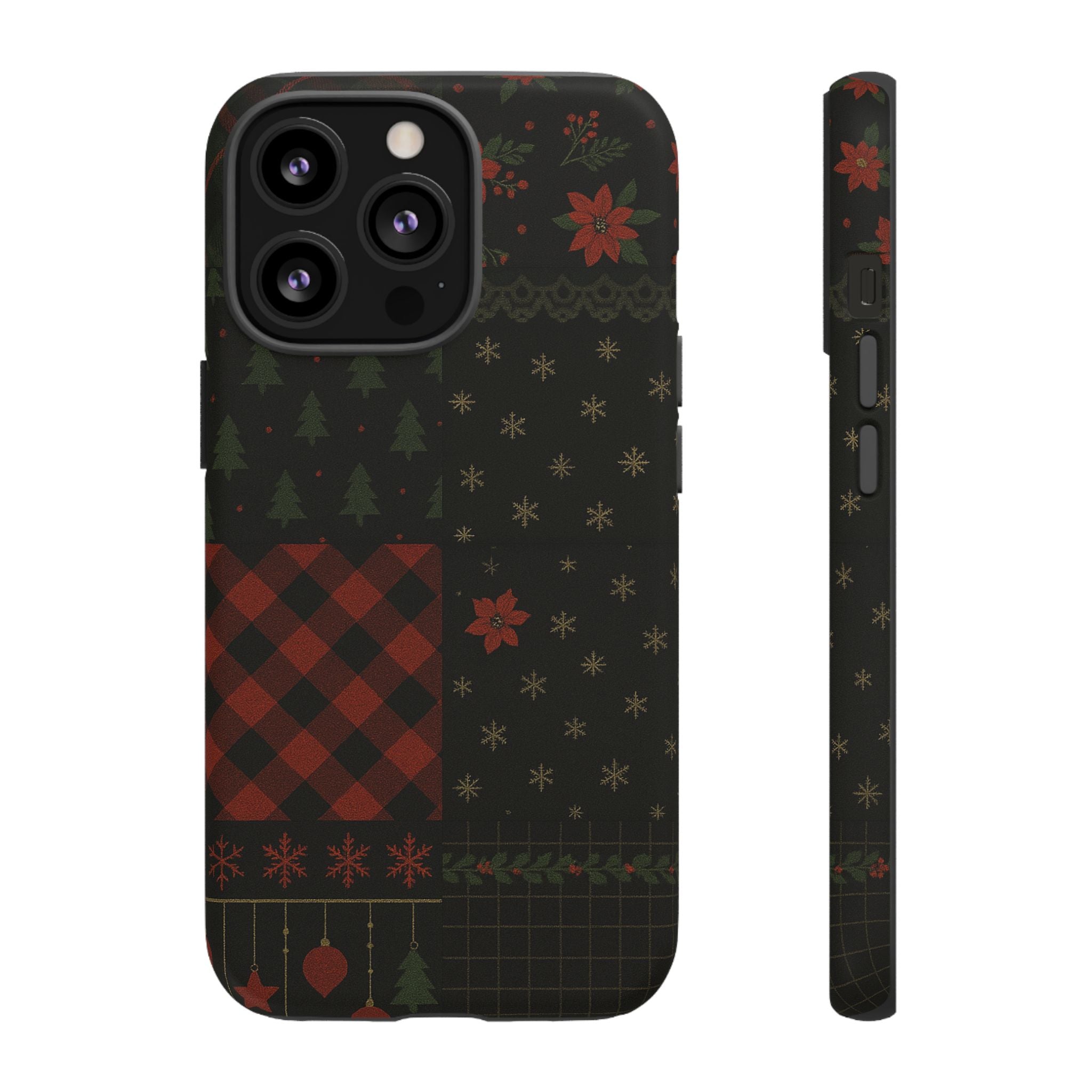 Black Festive Phone Case - Christmas Phone Cover - Tough Design iPhone 13 Pro Matte