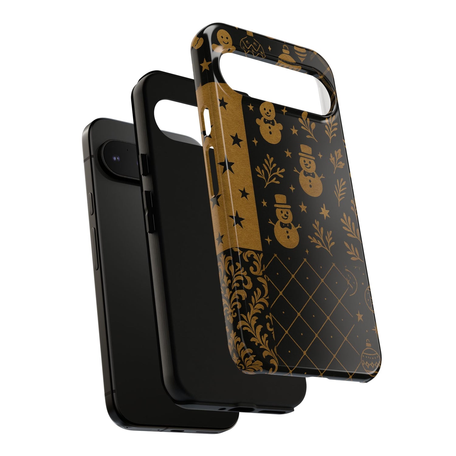 Black Festive Phone Case | Christmas Gift | Holiday Decor | Snowman Design | Tough Cases | Winter Celebration