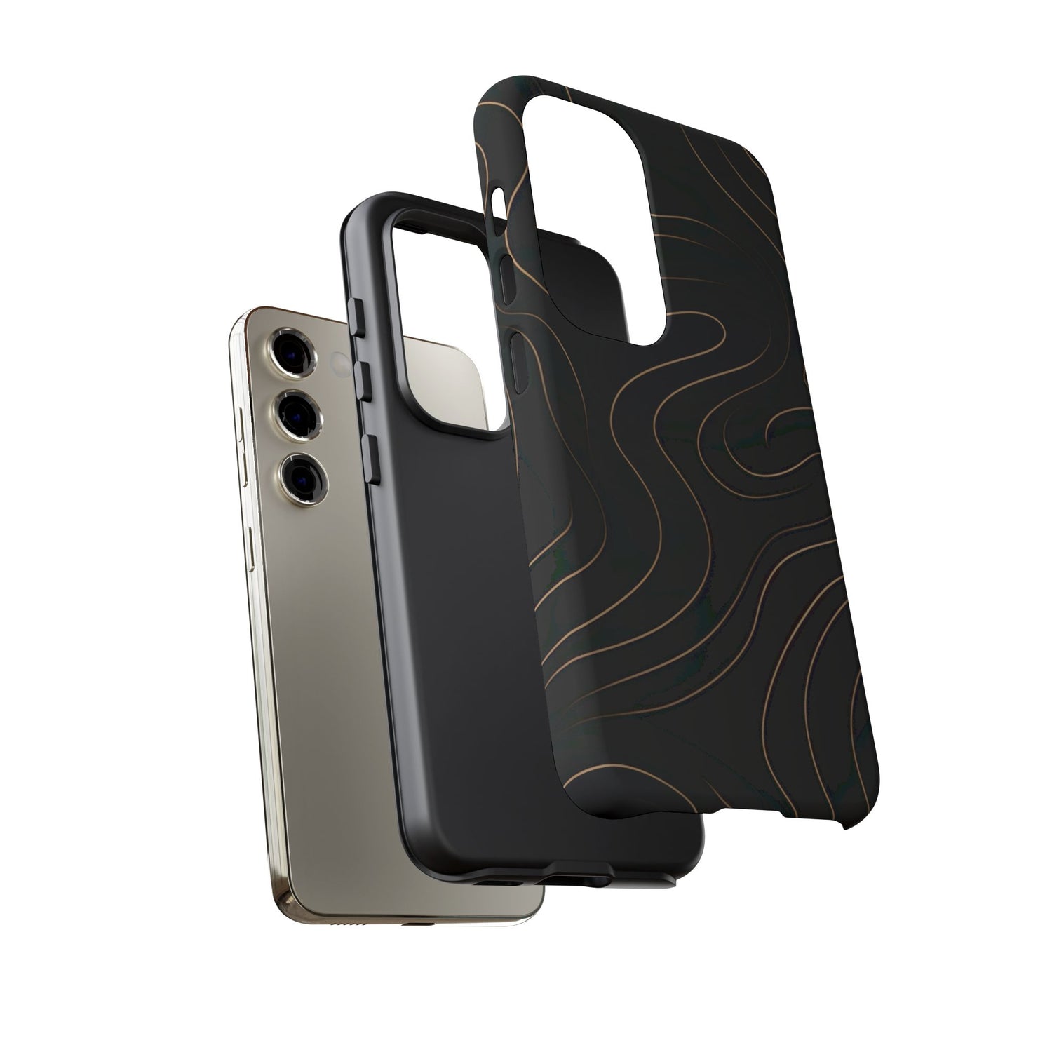 Noir Topograph - Black Minimalist Line Art Phone Case