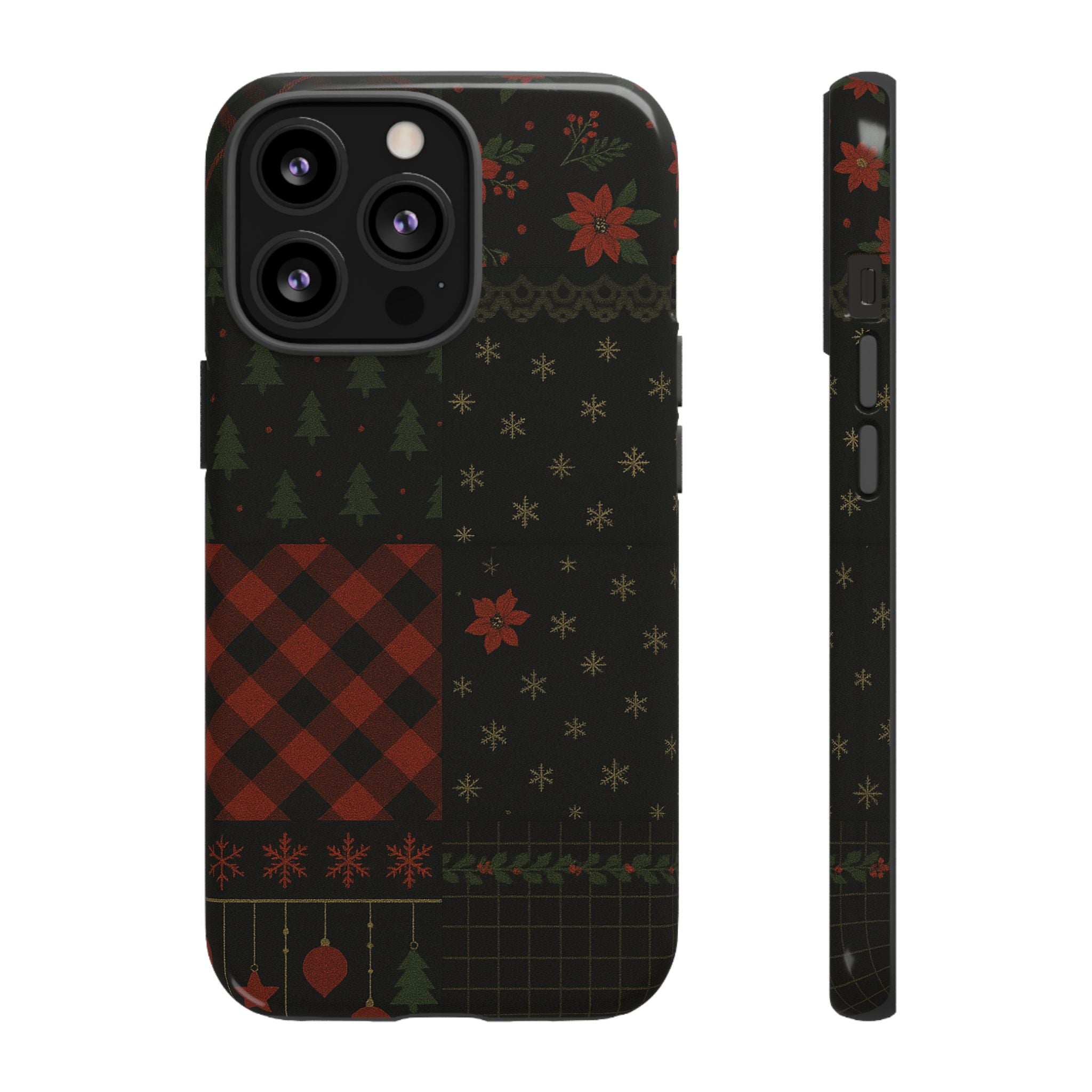 Black Festive Phone Case - Christmas Phone Cover - Tough Design iPhone 13 Pro Glossy