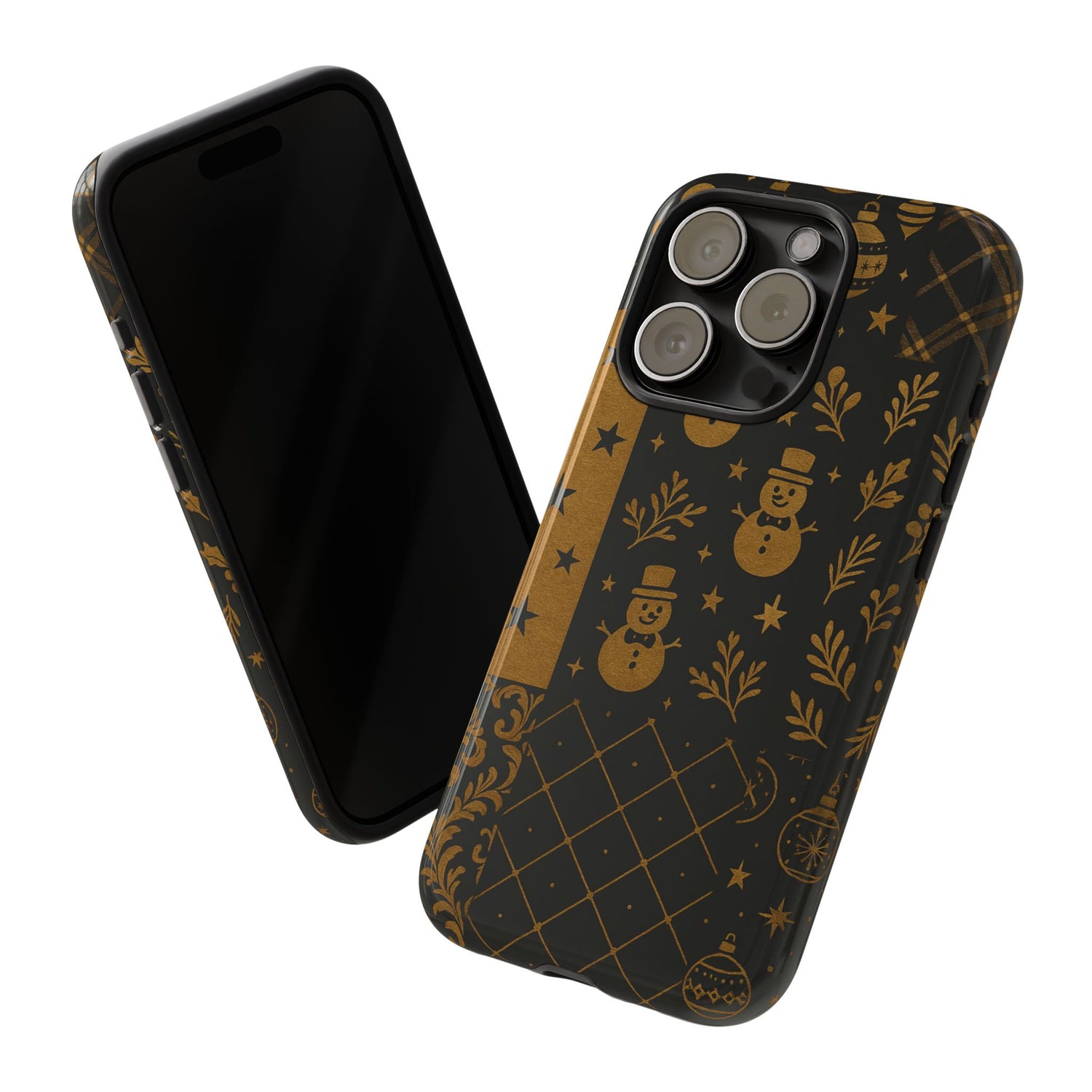 Black Festive Phone Case | Christmas Gift | Holiday Decor | Snowman Design | Tough Cases | Winter Celebration