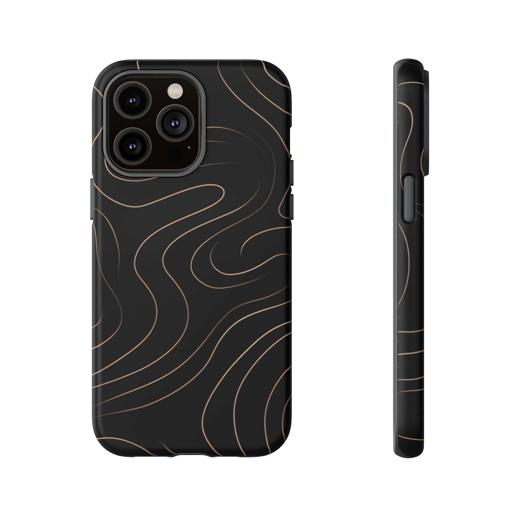 Noir Topograph - Black Minimalist Line Art Phone Case iPhone 14 Pro Max Matte