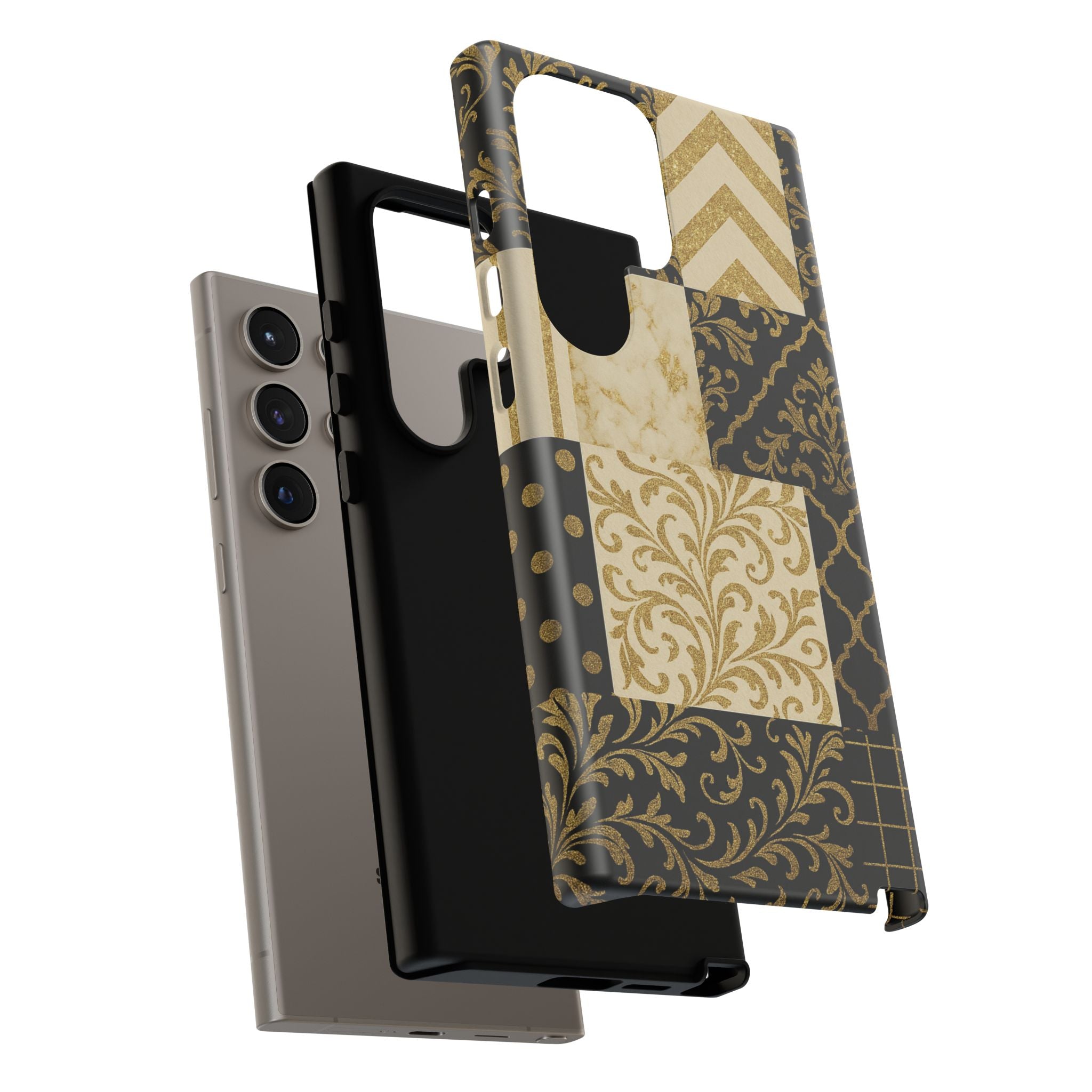 Phone Case, Luxury Black and Gold Festive Design for Christmas Gift, Holiday Decor, Tough Cases, Winter Celebration, Elegant iPhone Cover