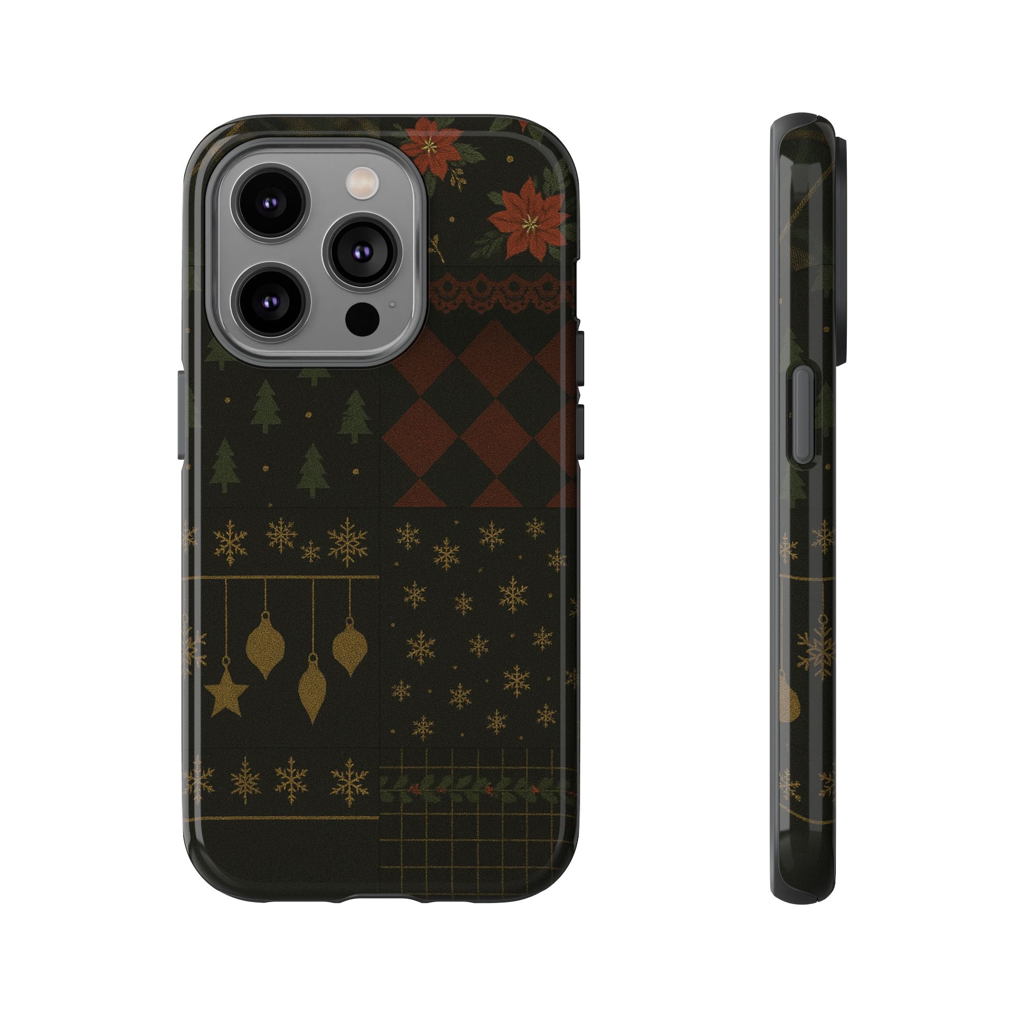 Black Luxury Phone Case for Christmas Festive Season - Tough design iPhone 14 Pro Glossy