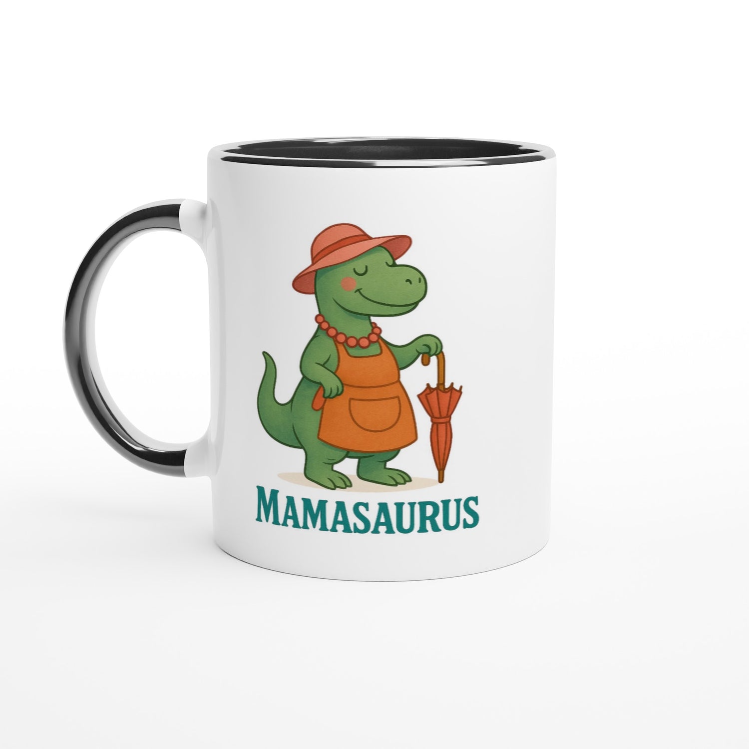 Mamasaurus Mug - Cute Dinosaur Coffee Cup - Perfect Gift for Moms Ceramic Black