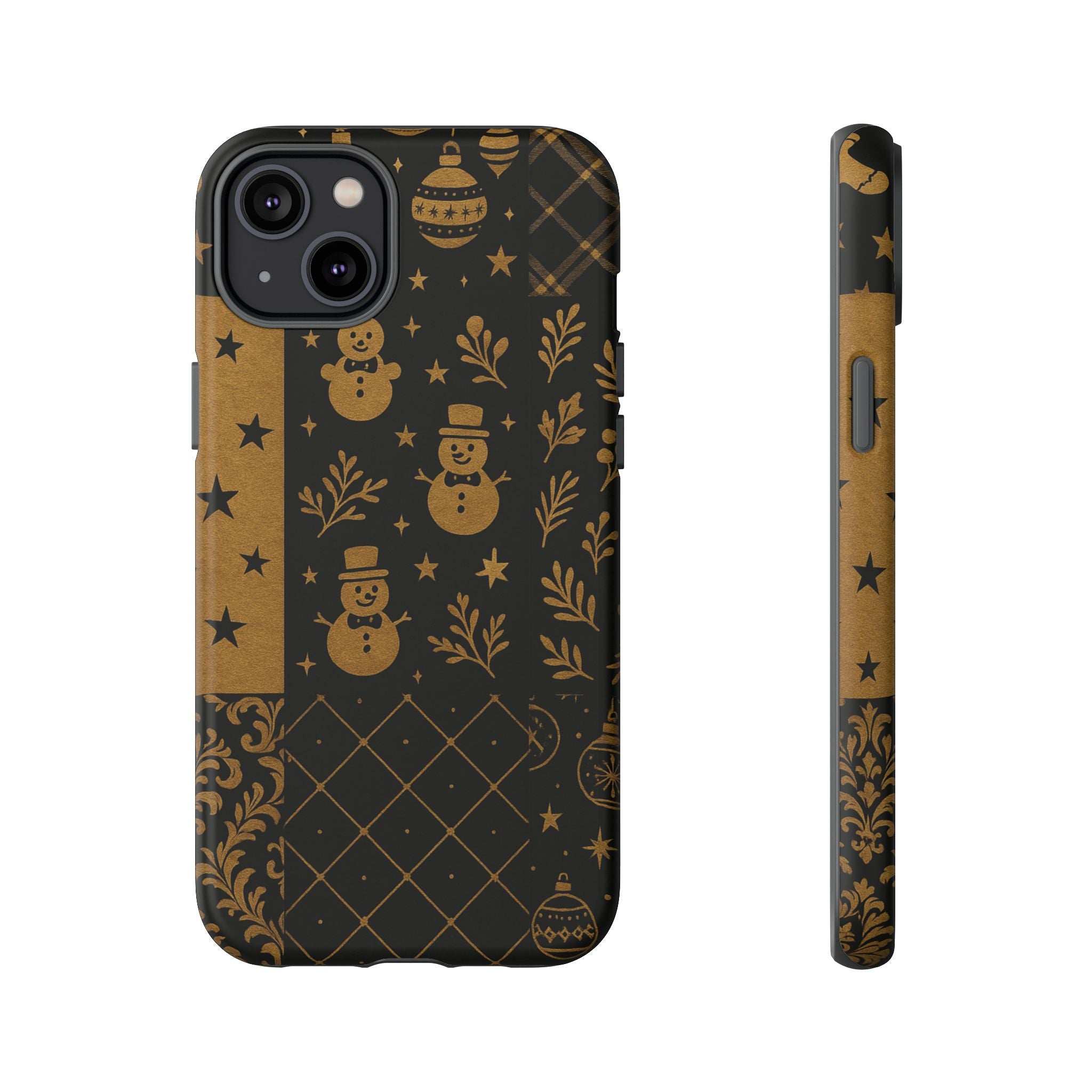 Black Festive Phone Case | Christmas Gift | Holiday Decor | Snowman Design | Tough Cases | Winter Celebration iPhone 14 Plus Matte
