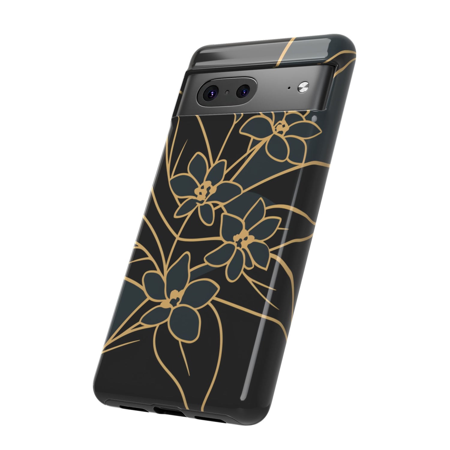 Golden Bloom - Elegant Floral Line Art Phone Case
