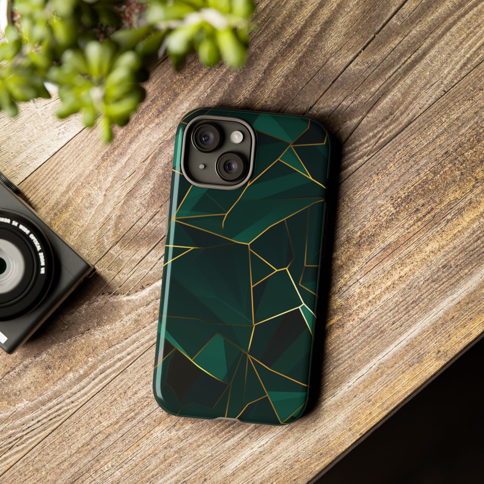 Emerald Veil - Geometric Luxe Phone Case