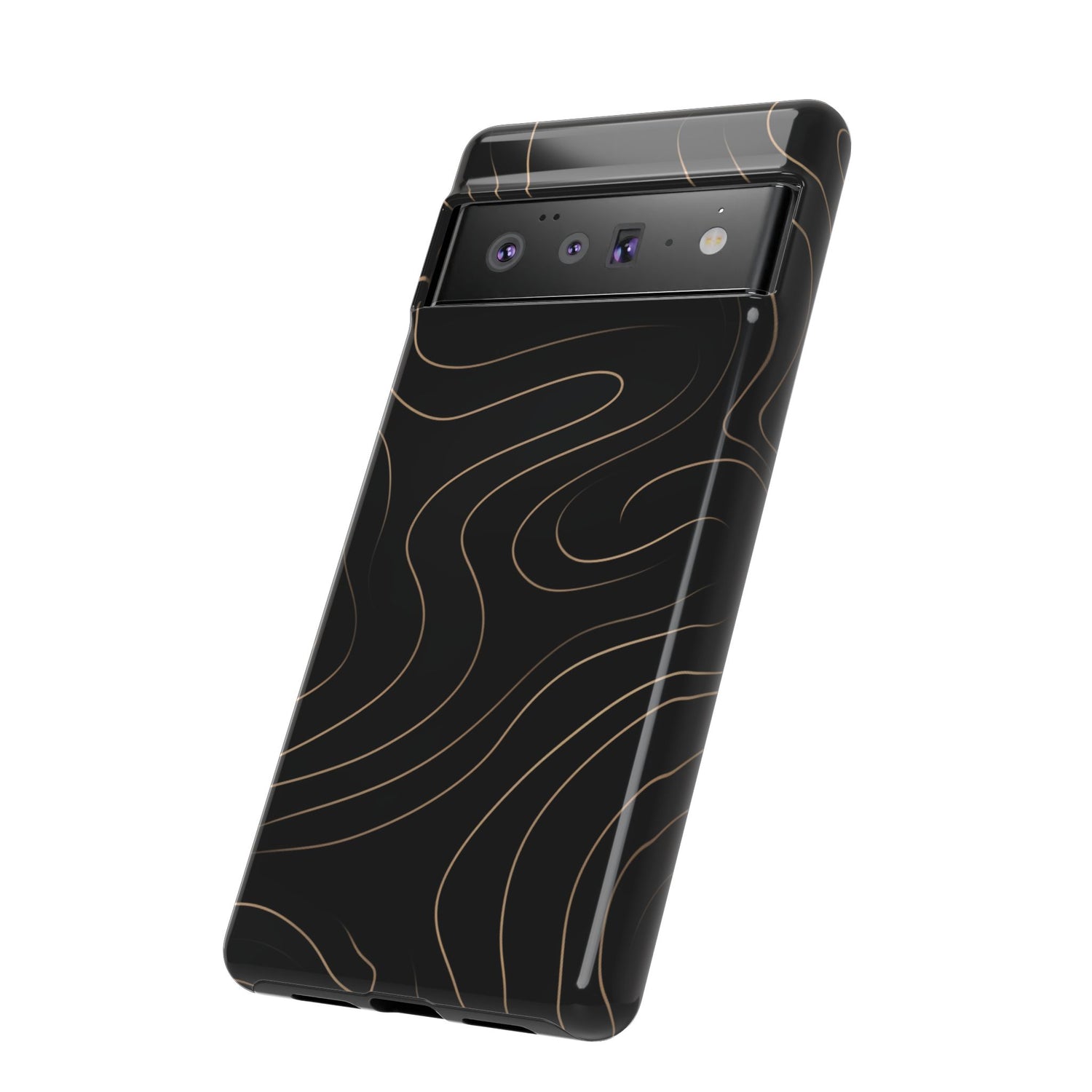 Noir Topograph - Black Minimalist Line Art Phone Case
