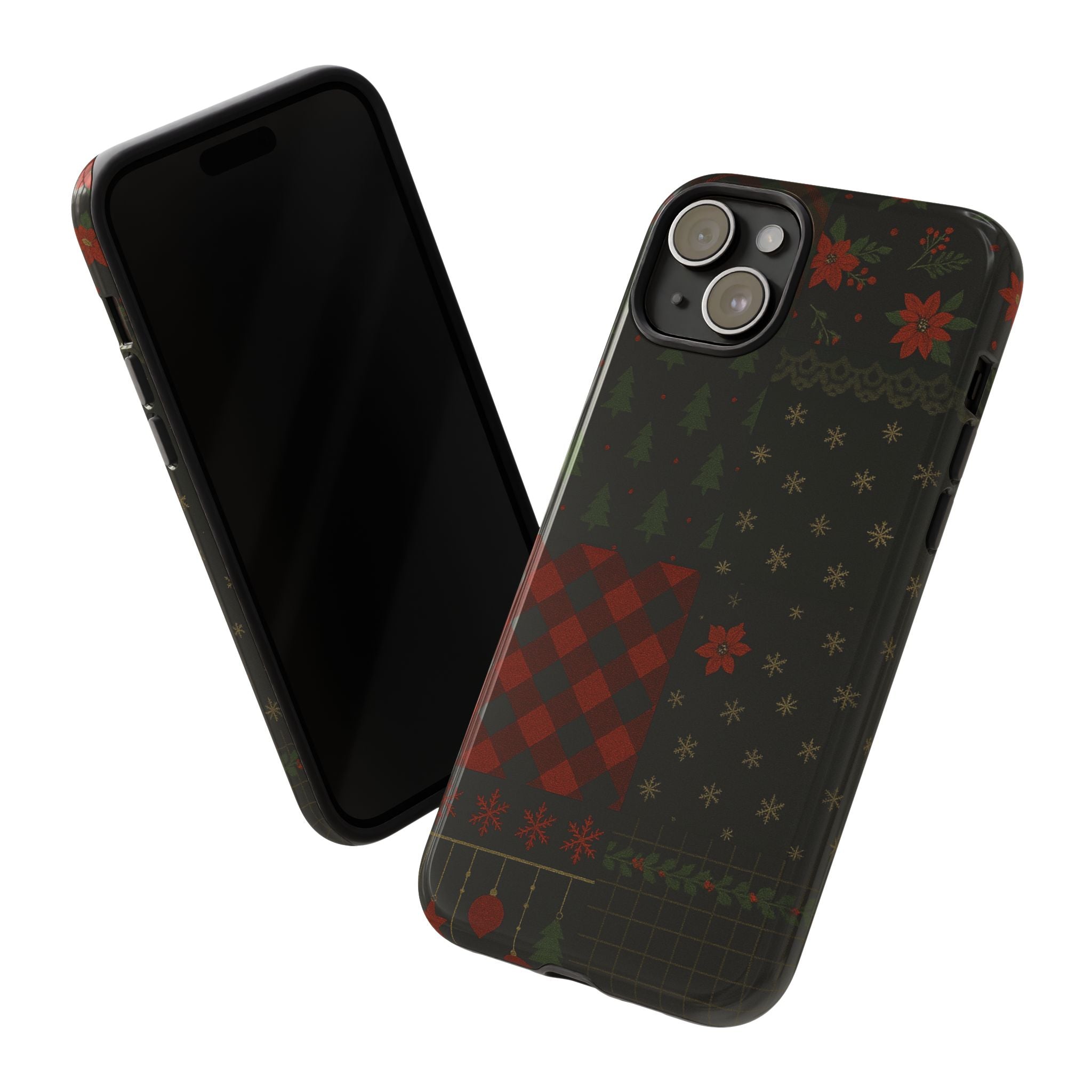 Black Festive Phone Case - Christmas Phone Cover - Tough Design