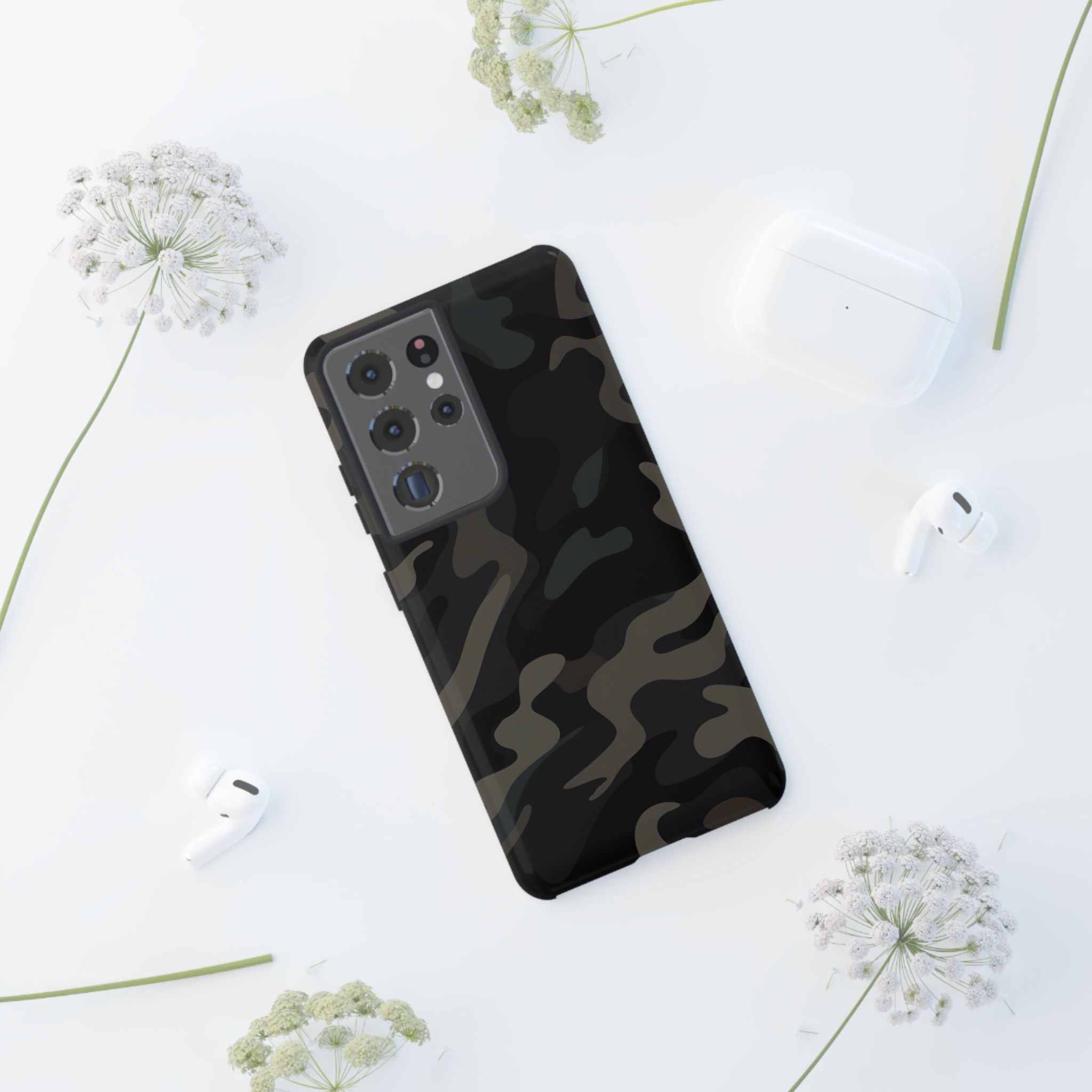 Black Camouflage Phone Case for iPhone, Samsung and Google Pixel