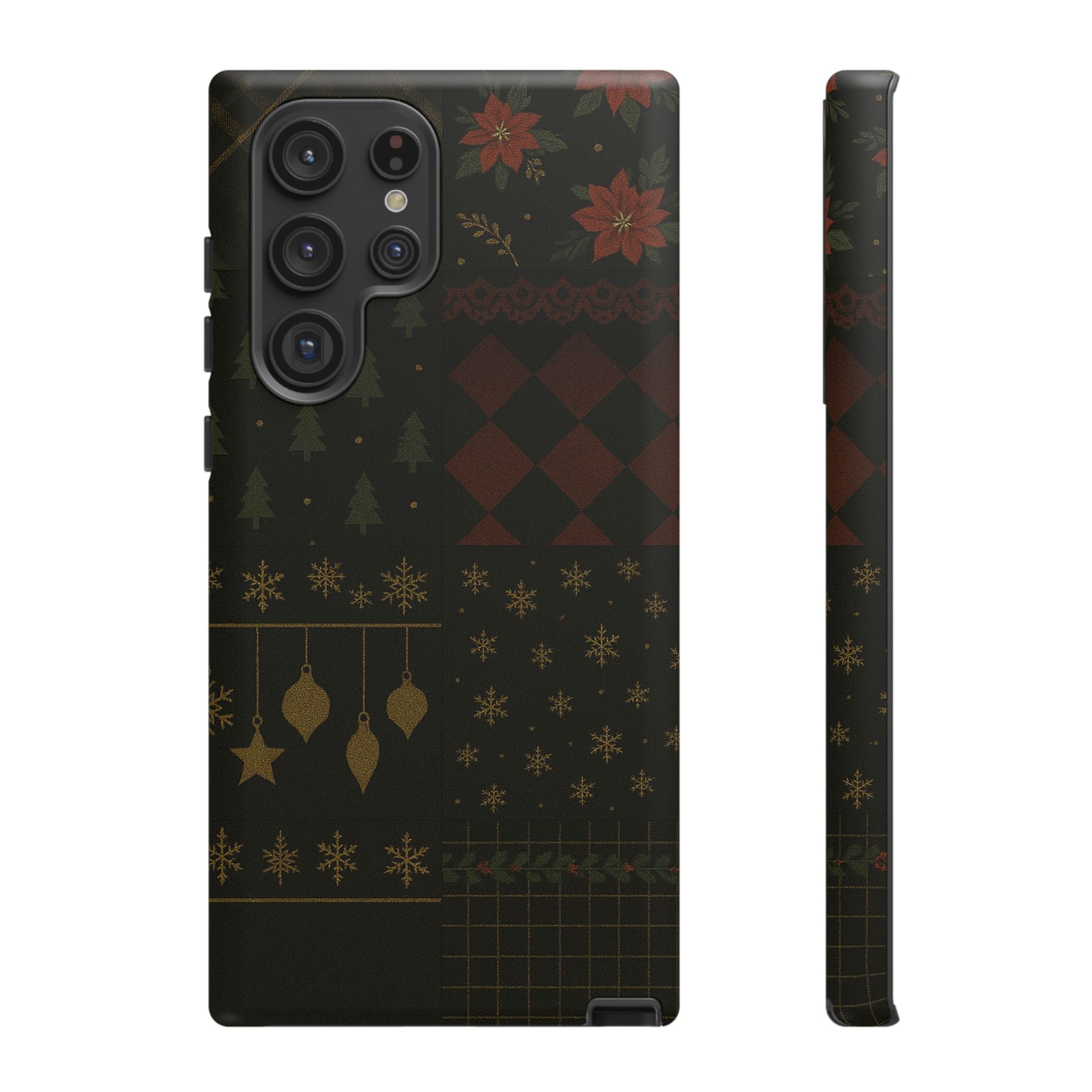 Black Luxury Phone Case for Christmas Festive Season - Tough design Samsung Galaxy S22 Ultra Matte