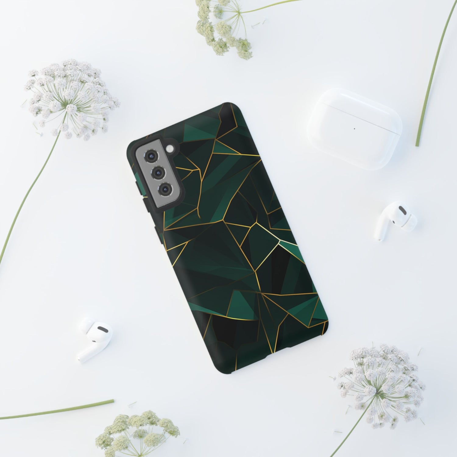 Emerald Veil - Geometric Luxe Phone Case