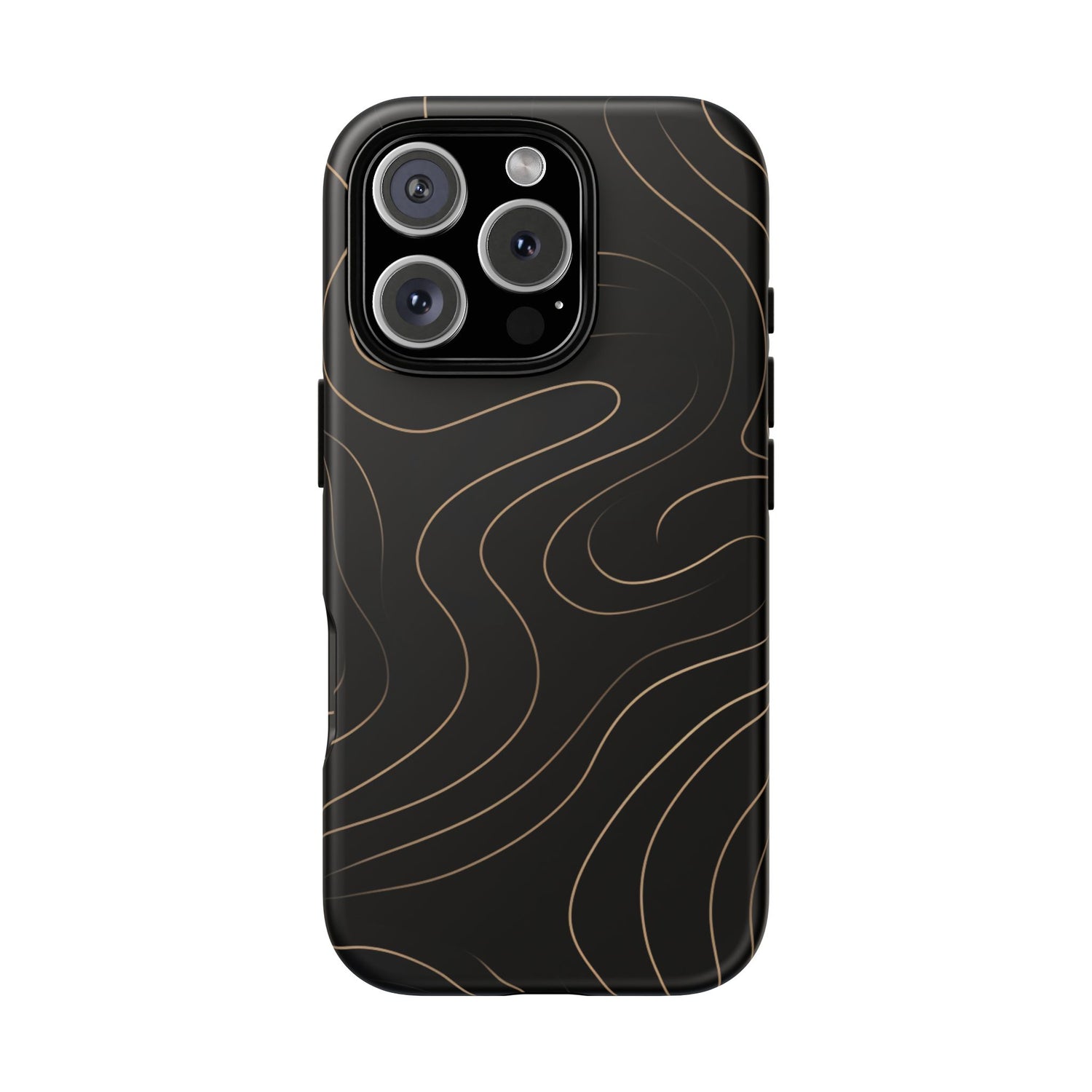 Noir Topograph - Black Minimalist Line Art Phone Case iPhone 16 Pro Matte