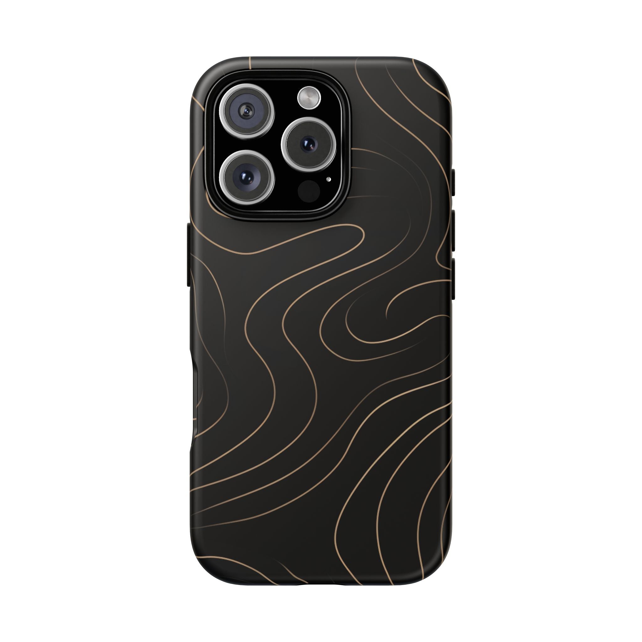 Noir Topograph - Black Minimalist Line Art Phone Case iPhone 16 Pro Matte