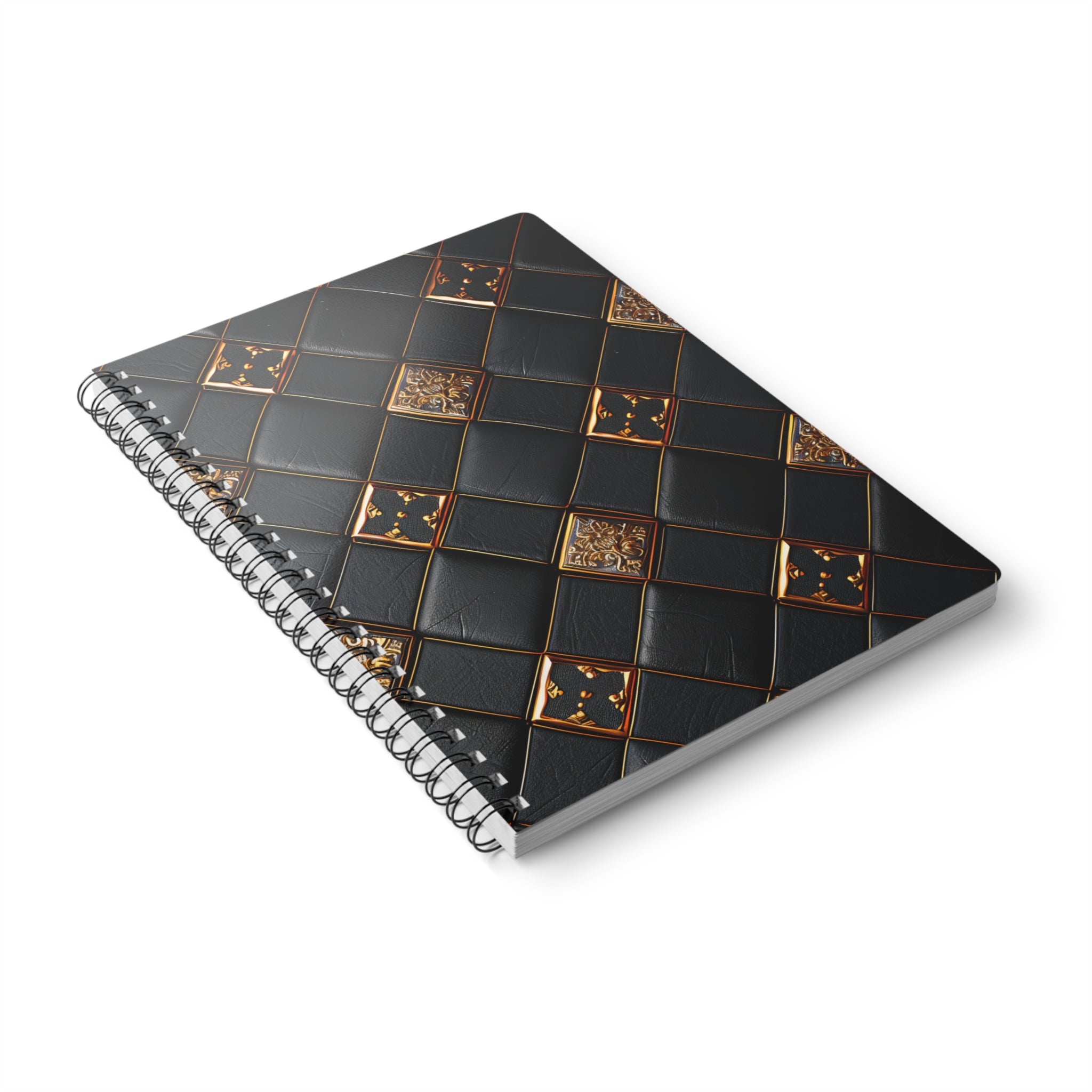 Luxury Black & Gold Notebook | Elegant A5 Spiral Bound Journal | Sophisticated Leather-Inspired Design | Professional and Stylish Gift