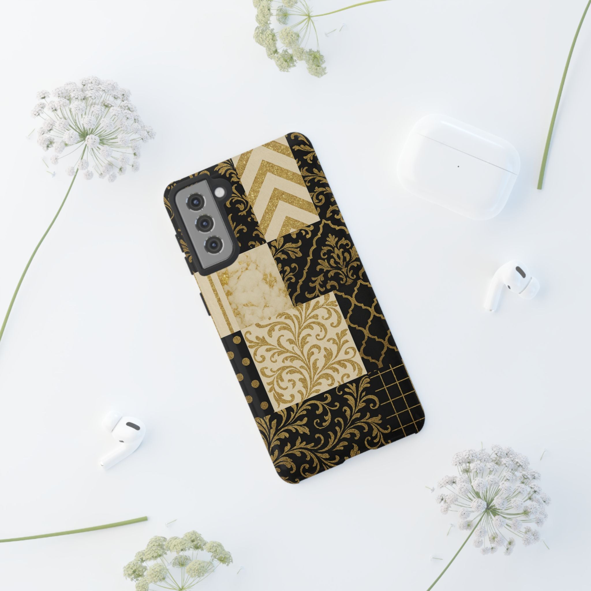 Phone Case, Luxury Black and Gold Festive Design for Christmas Gift, Holiday Decor, Tough Cases, Winter Celebration, Elegant iPhone Cover