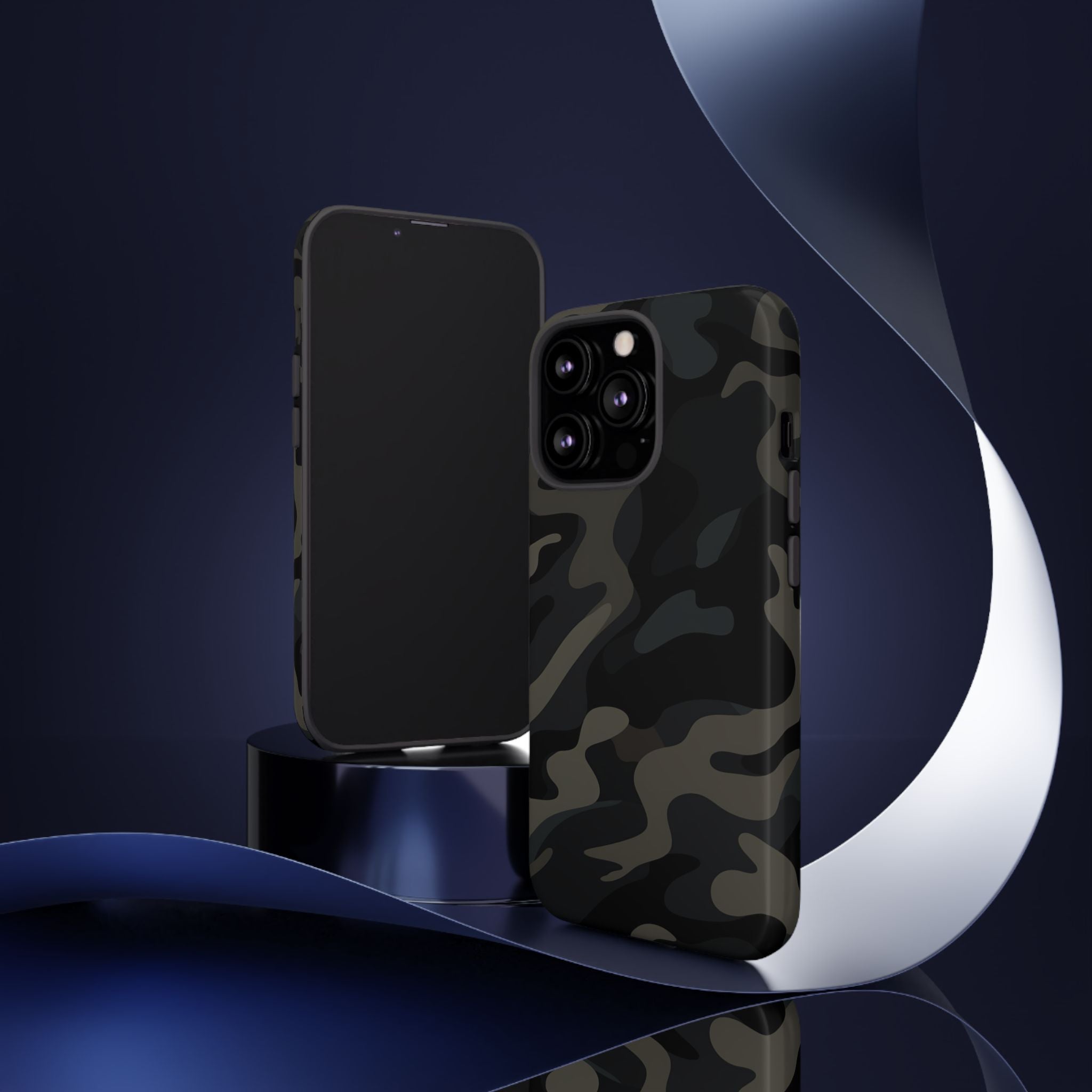 Black Camouflage Phone Case for iPhone, Samsung and Google Pixel