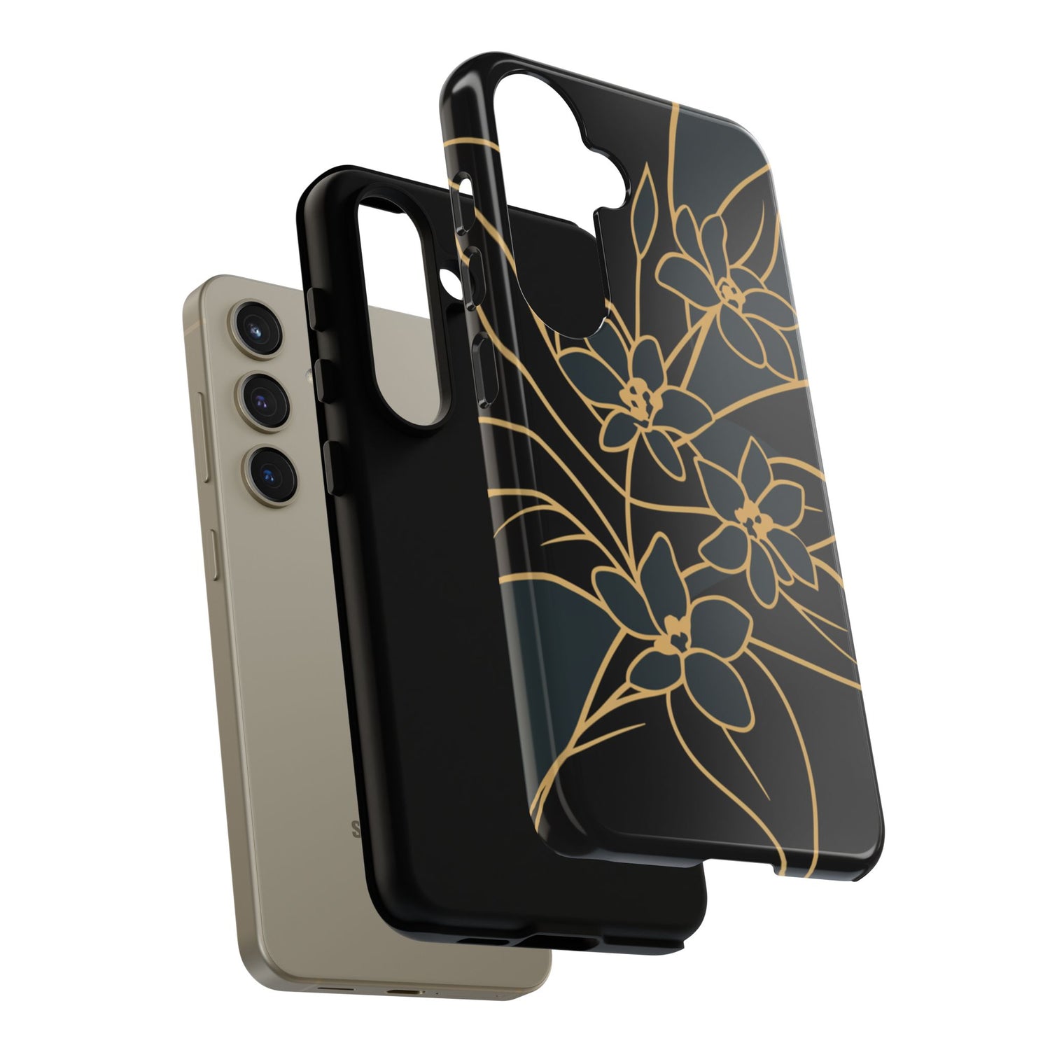 Golden Bloom - Elegant Floral Line Art Phone Case