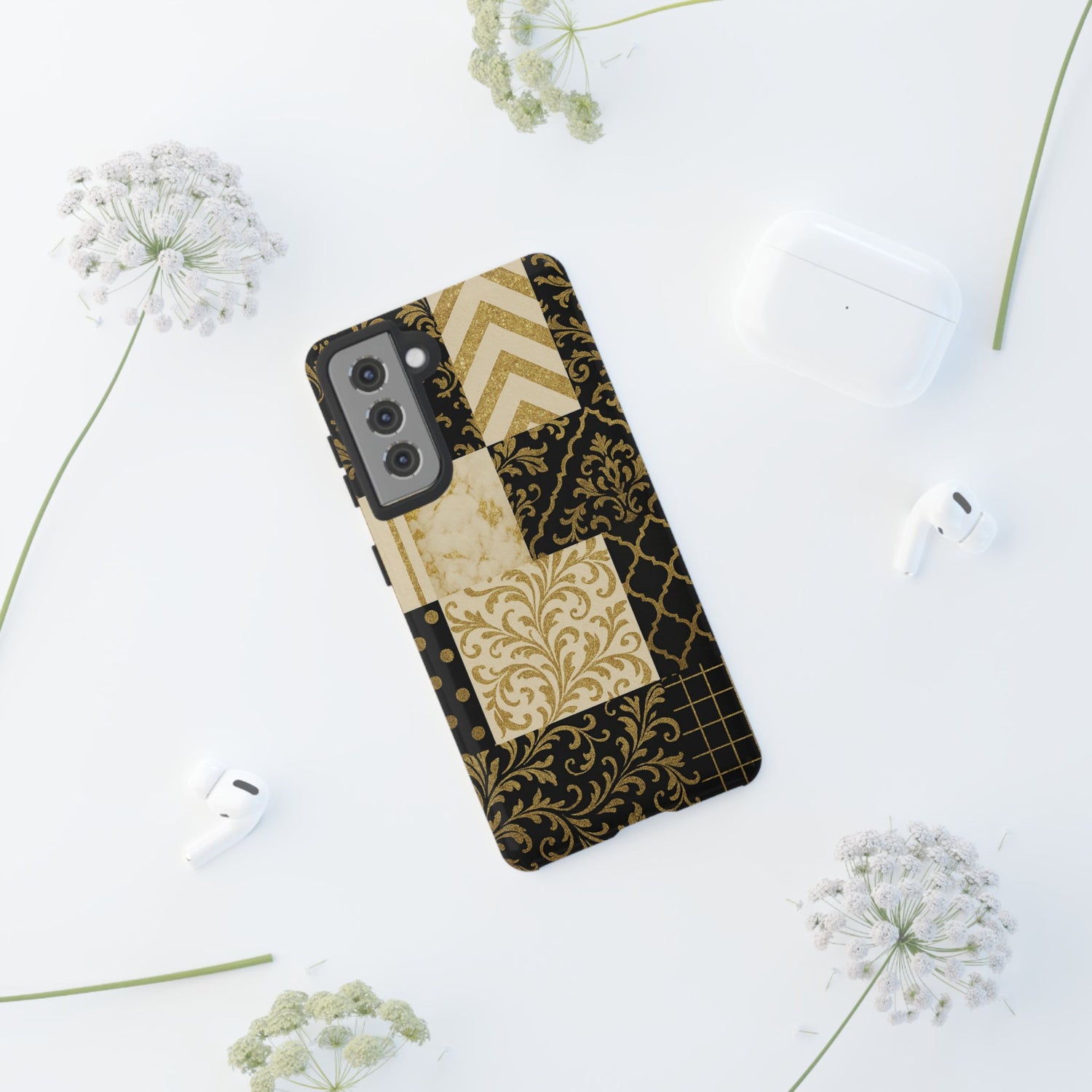 Phone Case, Luxury Black and Gold Festive Design for Christmas Gift, Holiday Decor, Tough Cases, Winter Celebration, Elegant iPhone Cover