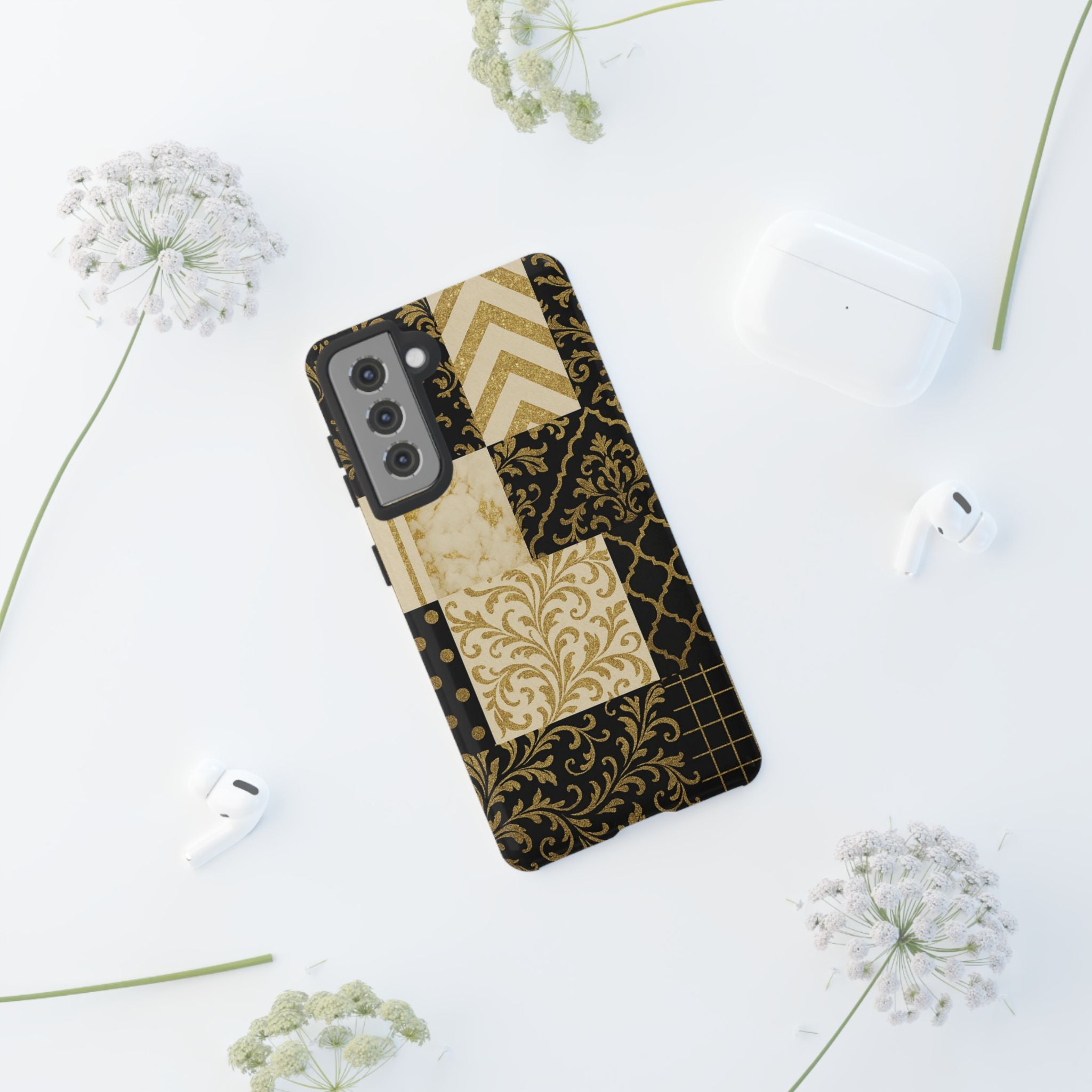 Phone Case, Luxury Black and Gold Festive Design for Christmas Gift, Holiday Decor, Tough Cases, Winter Celebration, Elegant iPhone Cover