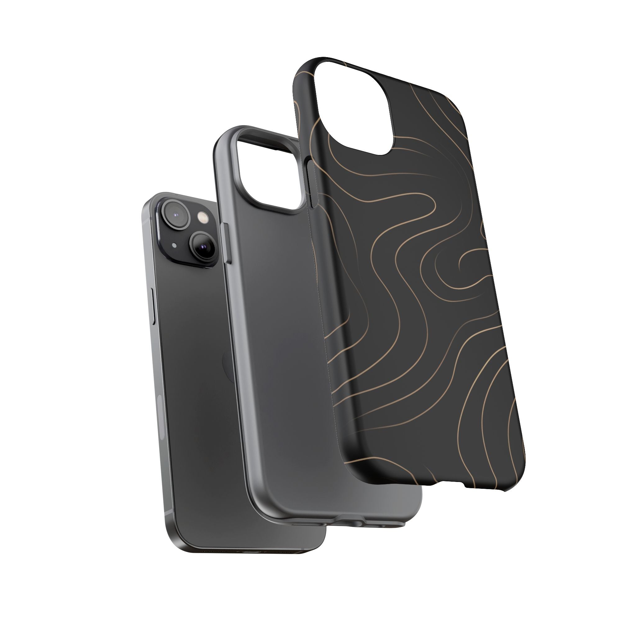 Noir Topograph - Black Minimalist Line Art Phone Case