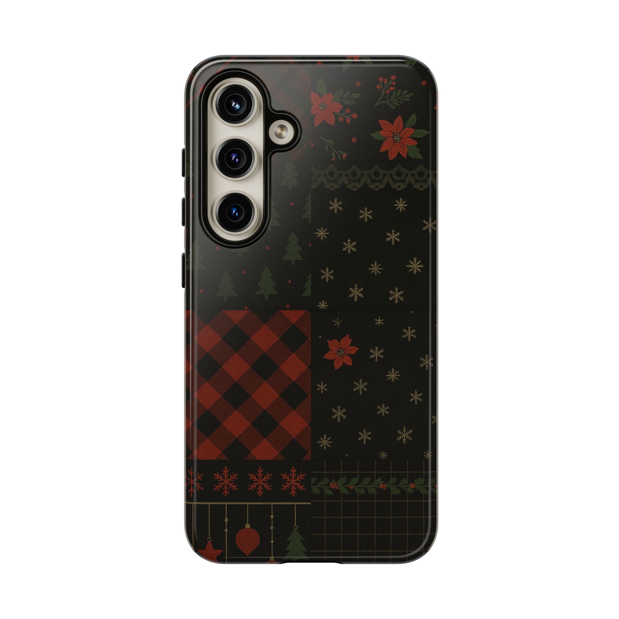 Black Festive Phone Case - Christmas Phone Cover - Tough Design Samsung Galaxy S24 Glossy