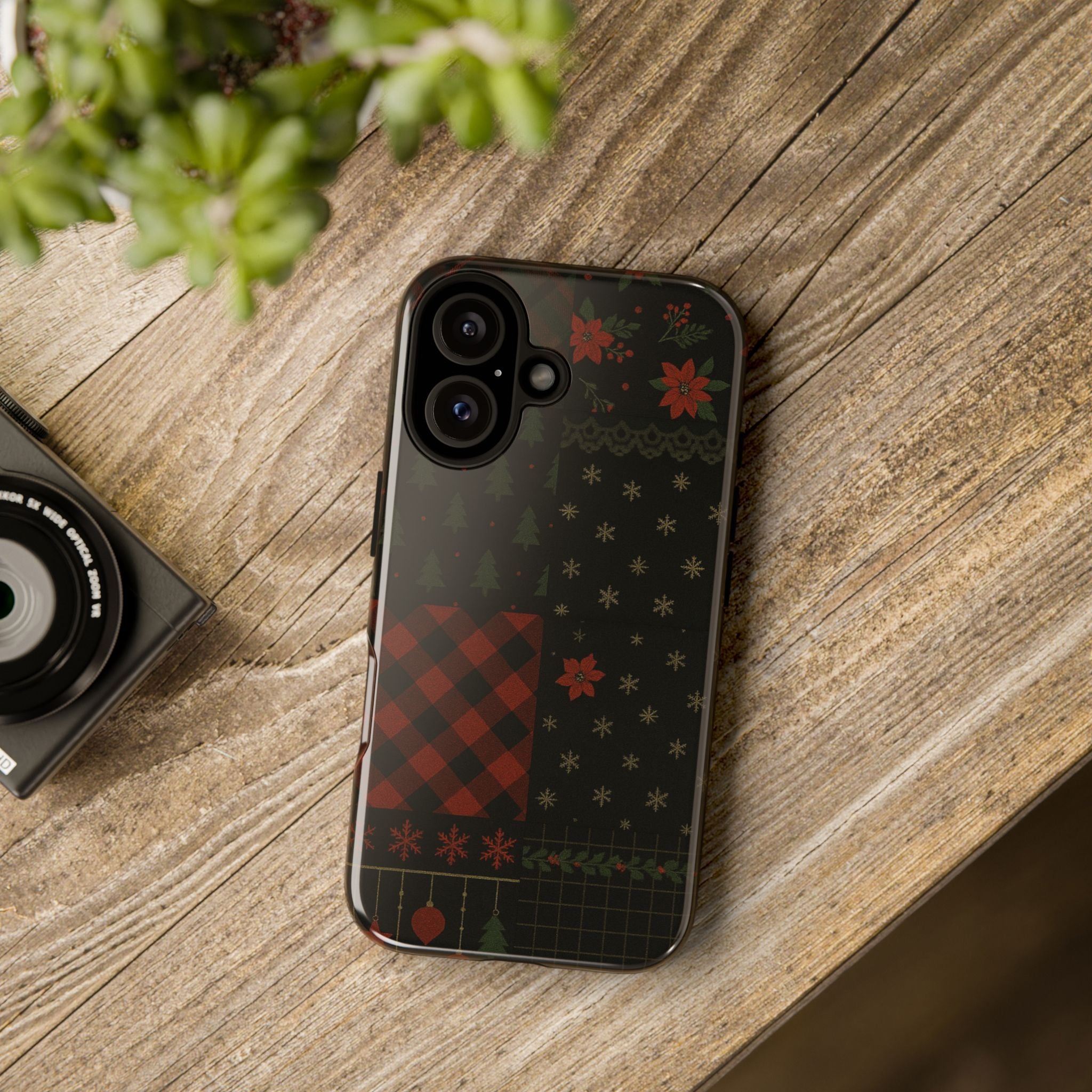Black Festive Phone Case - Christmas Phone Cover - Tough Design