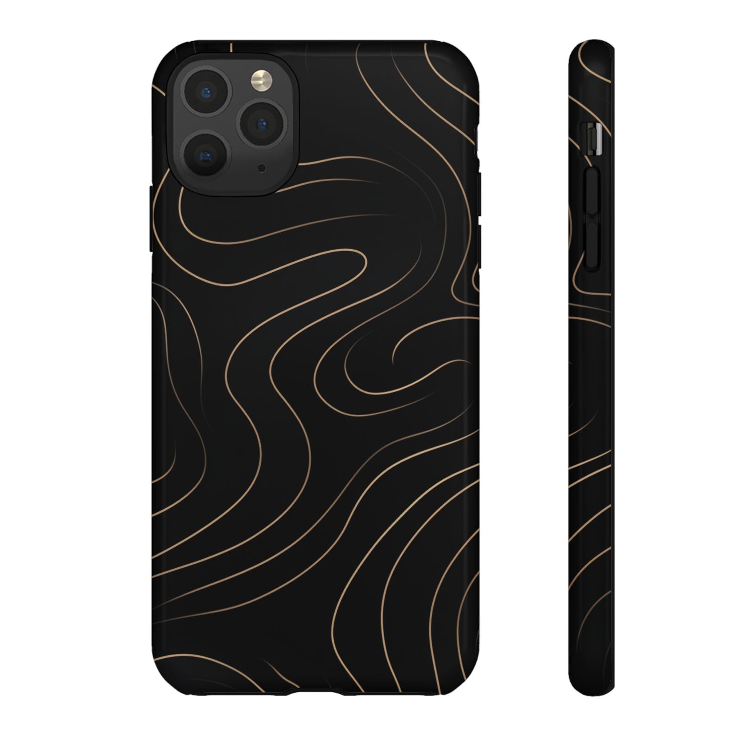 Noir Topograph - Black Minimalist Line Art Phone Case iPhone 11 Pro Max Glossy