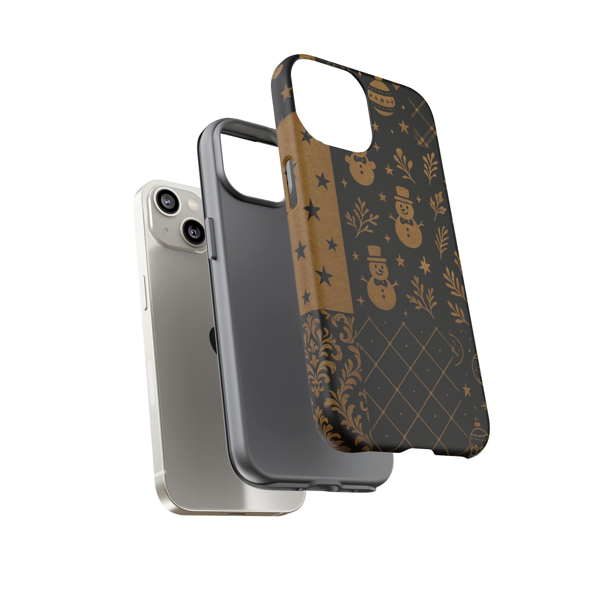 Black Festive Phone Case | Christmas Gift | Holiday Decor | Snowman Design | Tough Cases | Winter Celebration