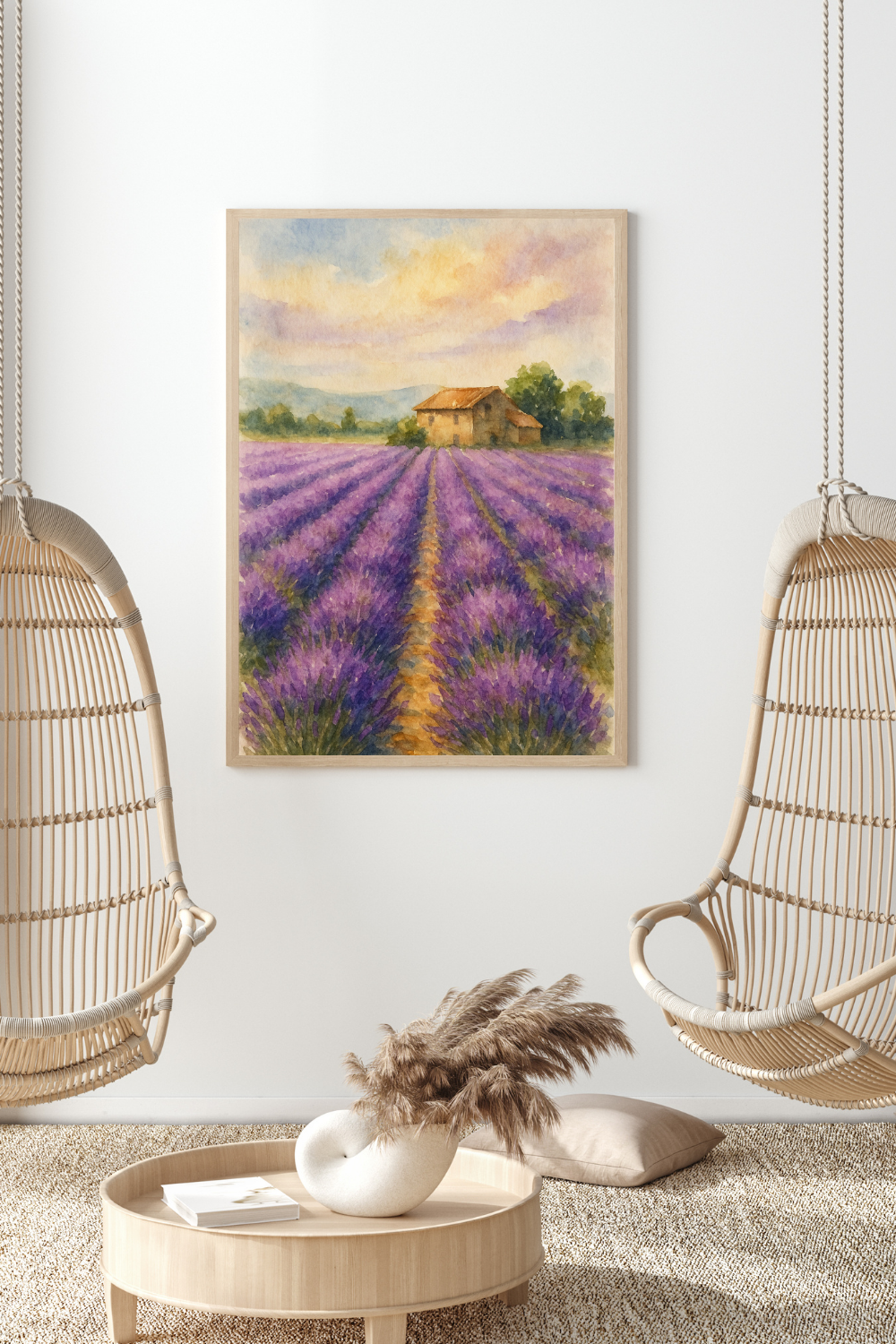Lavender Fields Provence Watercolour Print - France Travel Wall Art