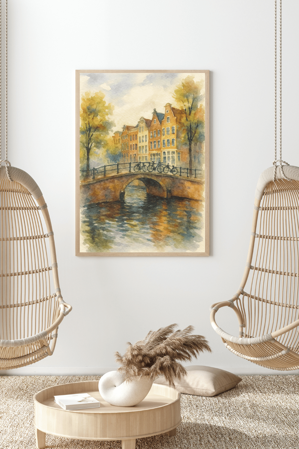 Amsterdam Canal Watercolor Print - Netherlands Travel Poster