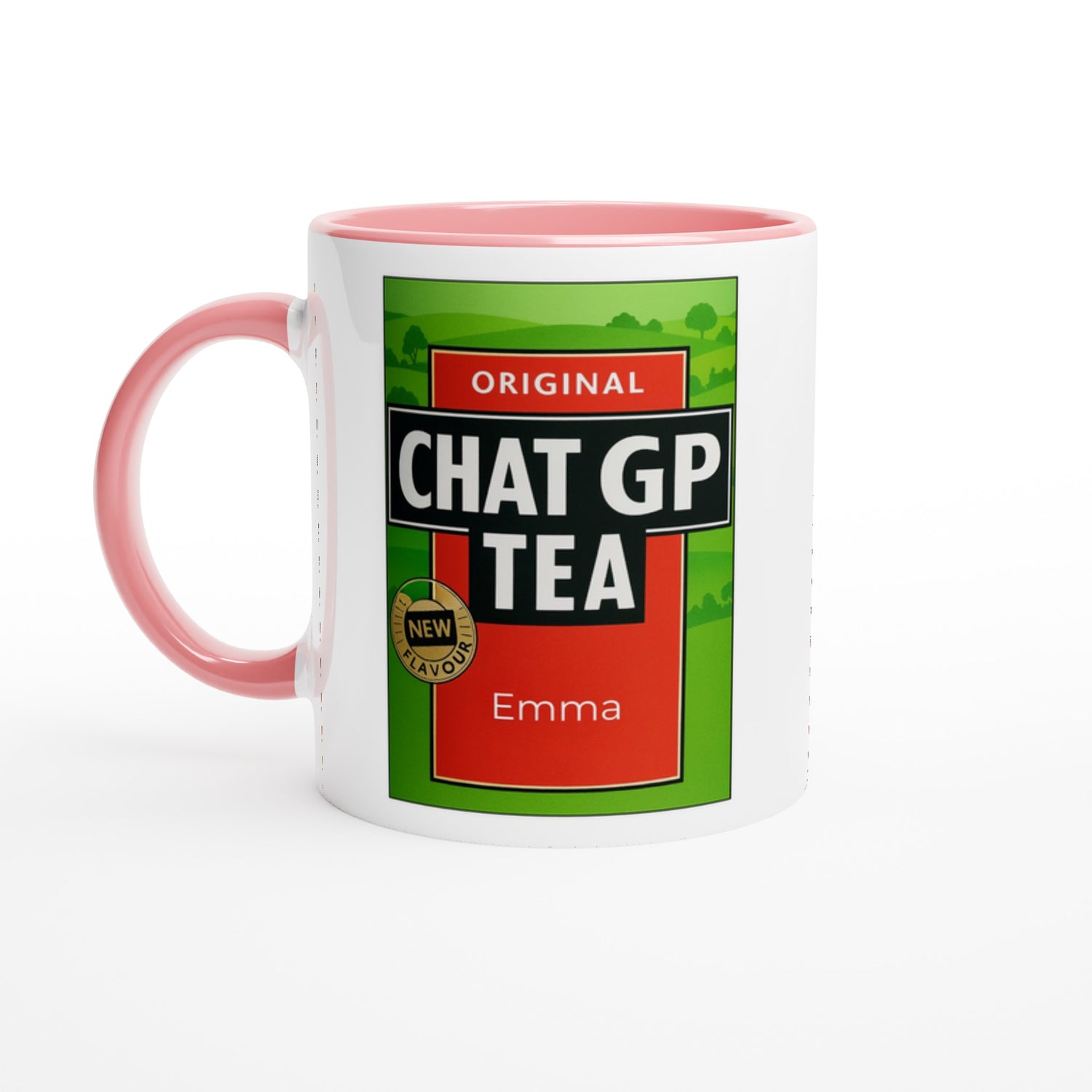 Chat GP Tea Mug - Customise and Personalize Humorous 11oz for Tea Lovers & ChatGPT AI Fans Ceramic Pink