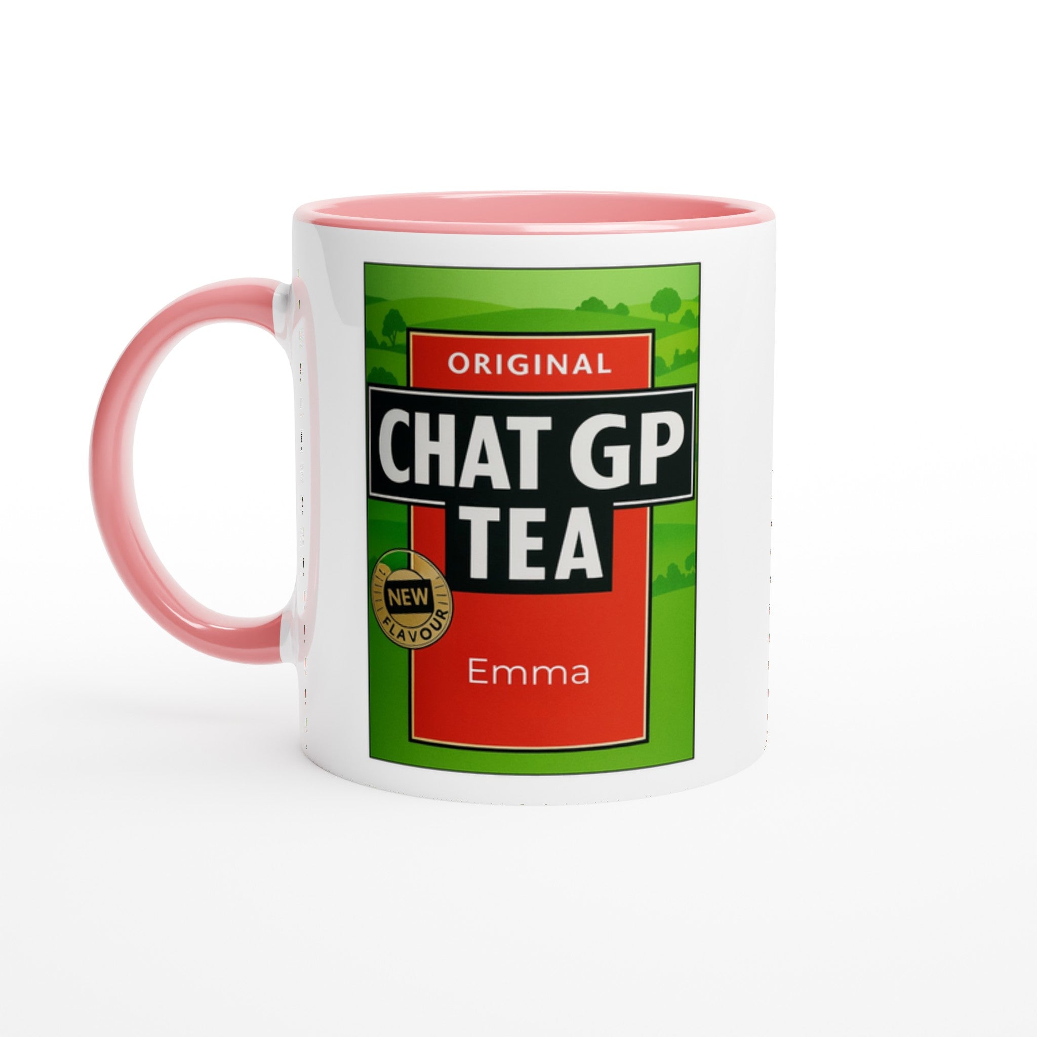Chat GP Tea – Humorous AI-Inspired Ceramic Mug for Tea Lovers - Personalized Ceramic Pink