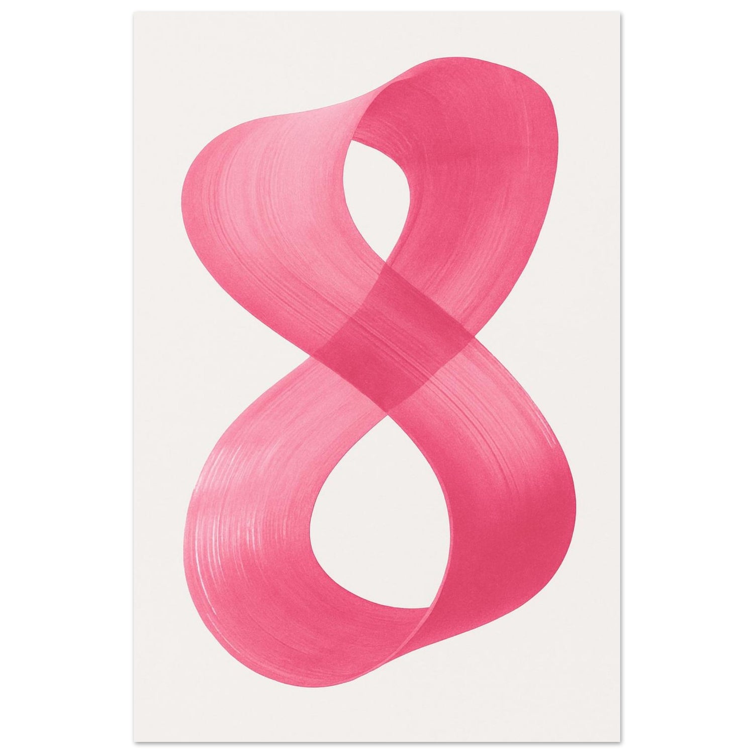 Infinity Abstract Brushstroke Art Print - Modern Minimalist Poster in Pink, Blue, Ochre, Black 40x60 cm 16x24″ Pink